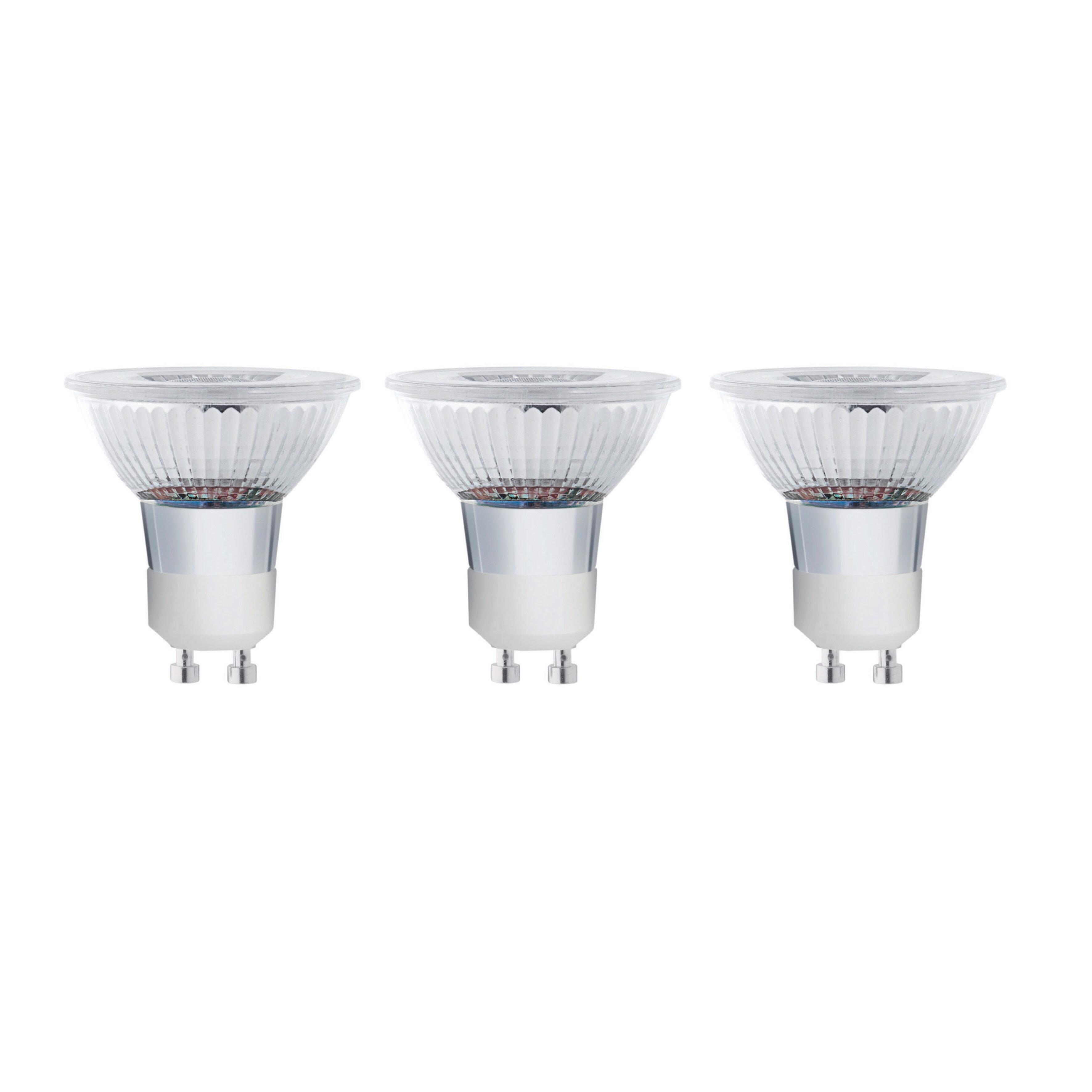 Set di 3 lampadine LED, GU10, Faretto, Trasparente, Luce calda, 5.2W=460LM (equiv 50 W), 100° , LEXMAN - 1