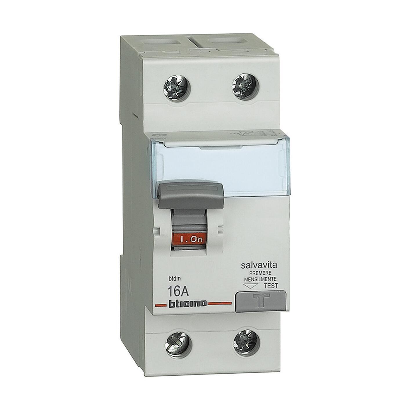 Interruttore differenziale puro BTICINO G722AC16 2 poli 16A AC 2 moduli 230V