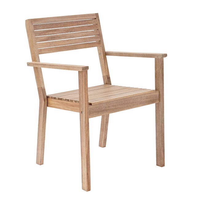 Sedia con braccioli senza cuscino in legno Solaris NATERIAL colore acacia - 1