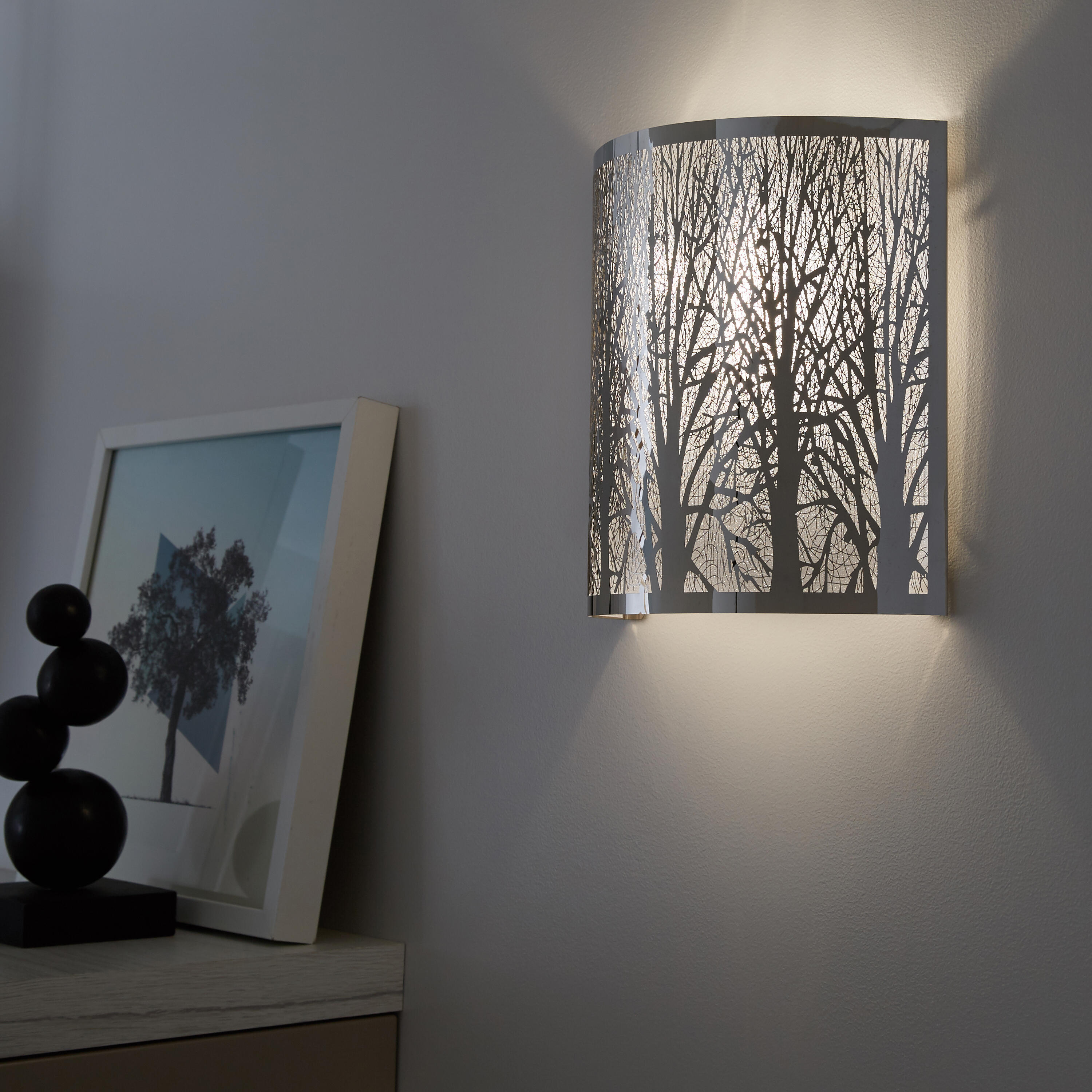 Applique Forest grigio / argento, in metallo, 23x23 cm, INSPIRE - 5