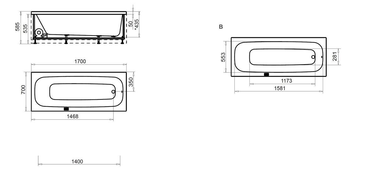 Pannello di rivestimento vasca frontale e laterale Tag acrilico bianco L 170 x H 70 cm - 3