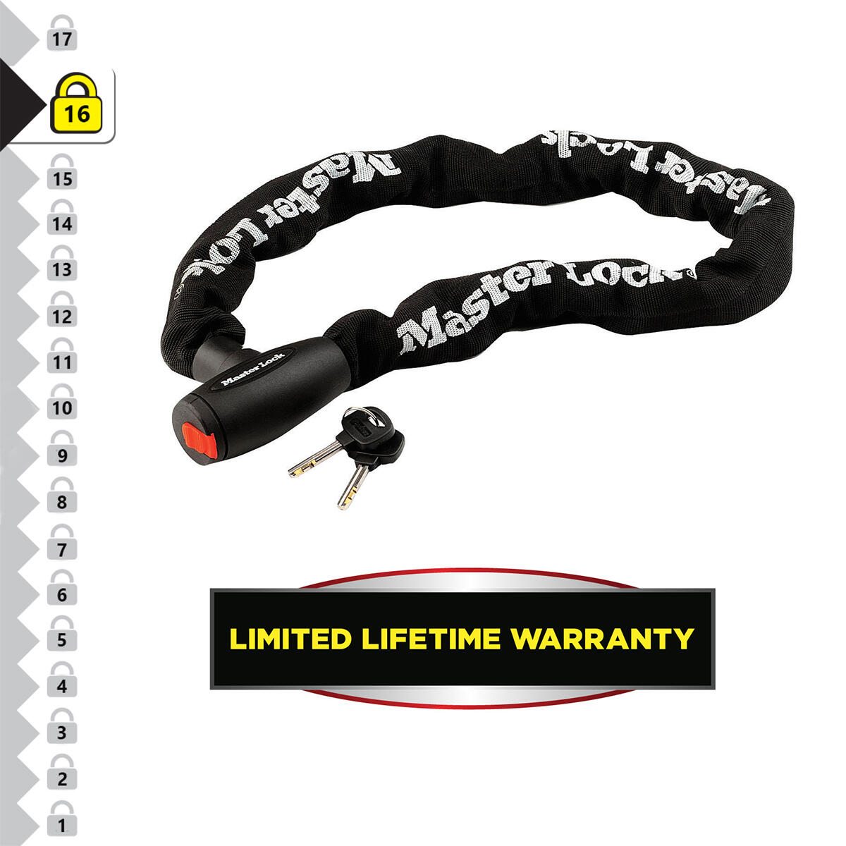 Master Lock 8127EURTRI Lucchetto Bici, Chiave, 1.8 m Cavo, Esterno, Set