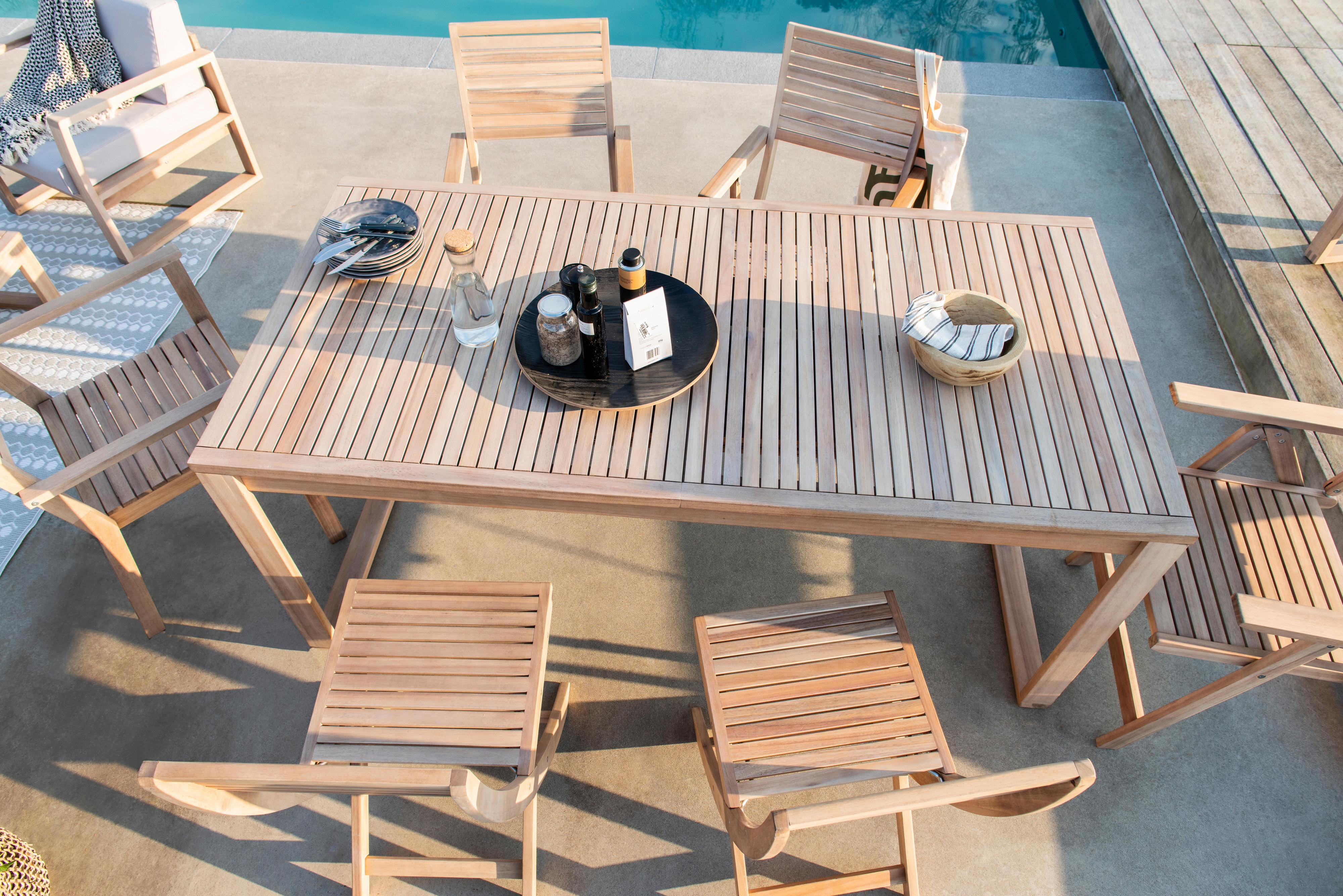 Tavolo da giardino allungabile rettangolare Solaris NATERIAL con piano in legno L 180/240 x P 90 cm - 20