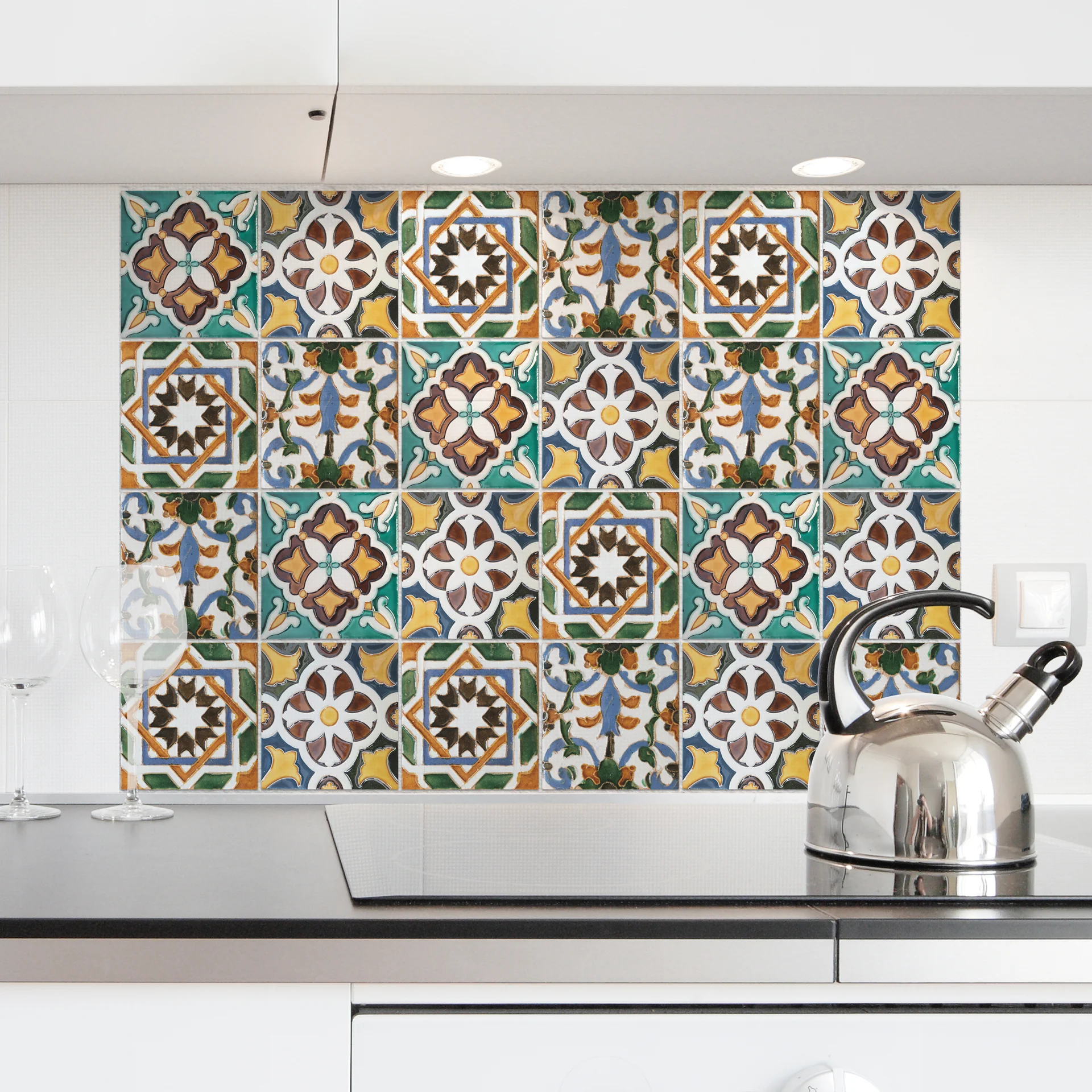 Sticker Kitchen Panel Piastrelle Verdi 45x65 Cm Leroy Merlin