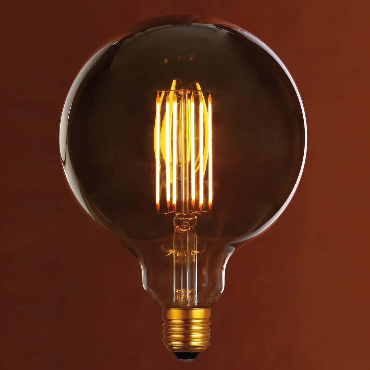 Lampadina decorativa LED, E27, Globo, Ambra, Luce calda, 6W=400LM (equiv 28 W), 360° dimmerabile, ON - 7