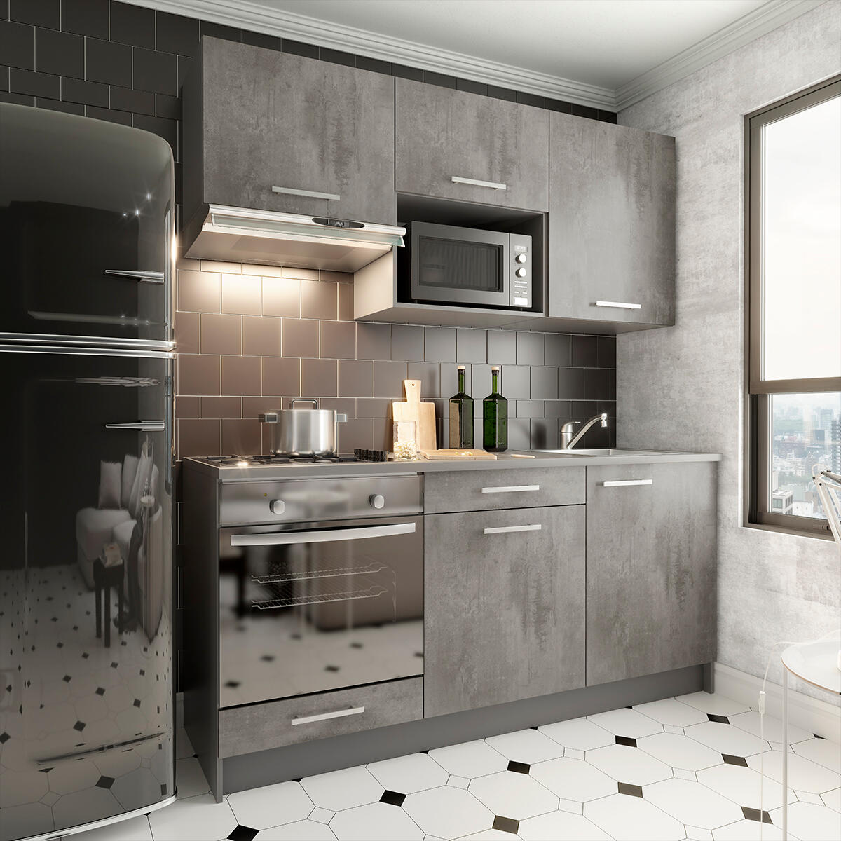 Cucina in kit DELINIA One grigio L 180 cm Leroy Merlin