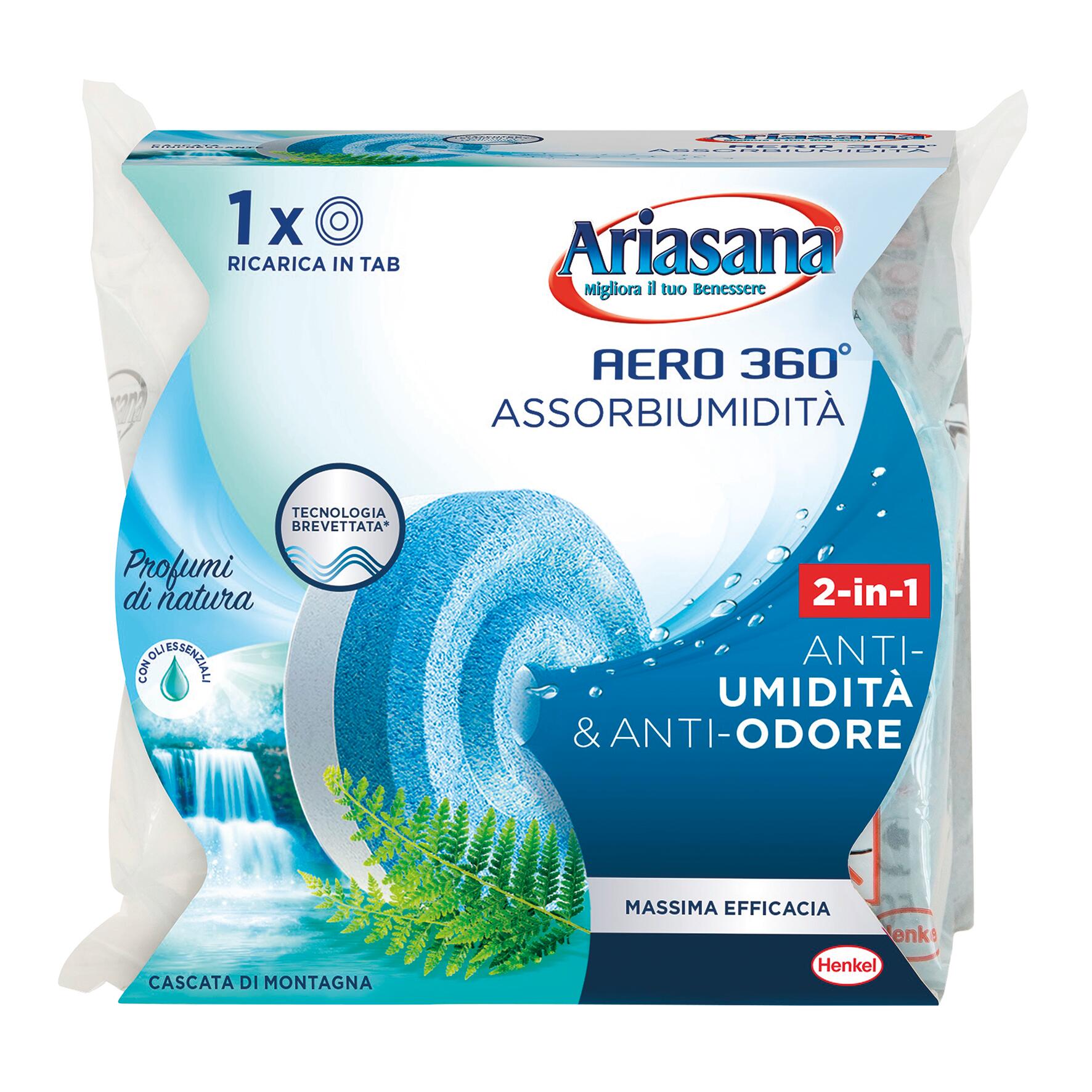 24 Ricariche Assorbiumidità Ariasana Aero 360° Inodore - 12 Vasetti Da 2 Compresse (450g L'una) - Henkel - 4
