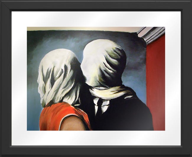 quadro con cornice magritte amanti 45 5x55 5 cm leroy merlin