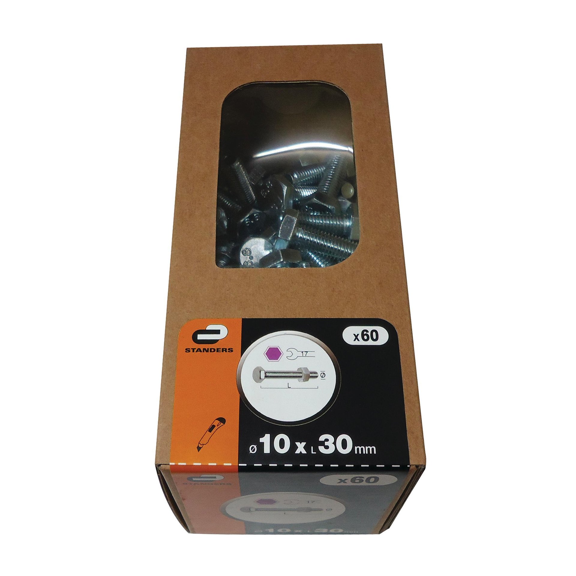 Bullone testa esagonale L 30 x Ø M10 mm, 60 pezzi