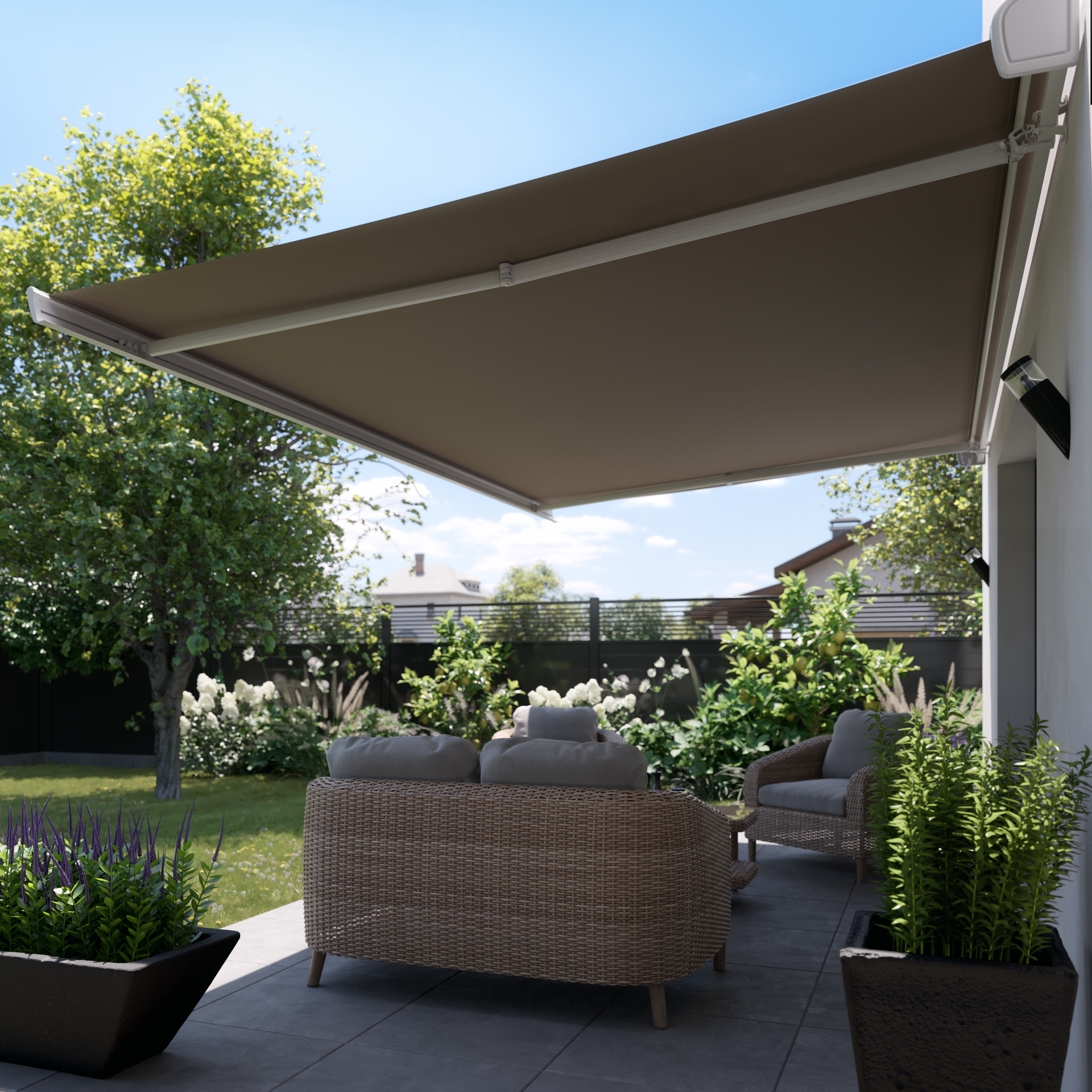 Tenda Da Sole A Bracci Estensibili Motorizzato Naterial L 395 X H 3 M Cod Zefir Talpa Leroy Merlin