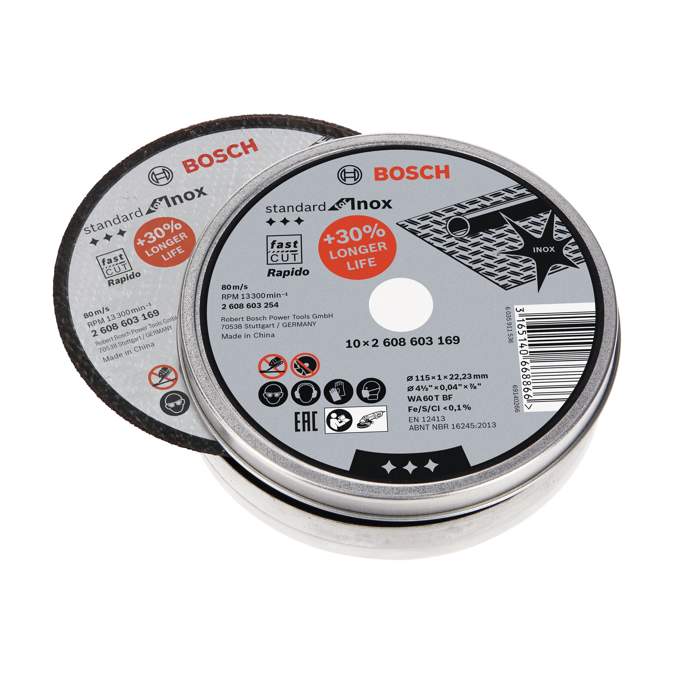 Disco Taglio Inox DEWALT DT3506-QZ - 115mm X 1mm - Confezione Da 10 Pezzi, Per Smerigliatrice