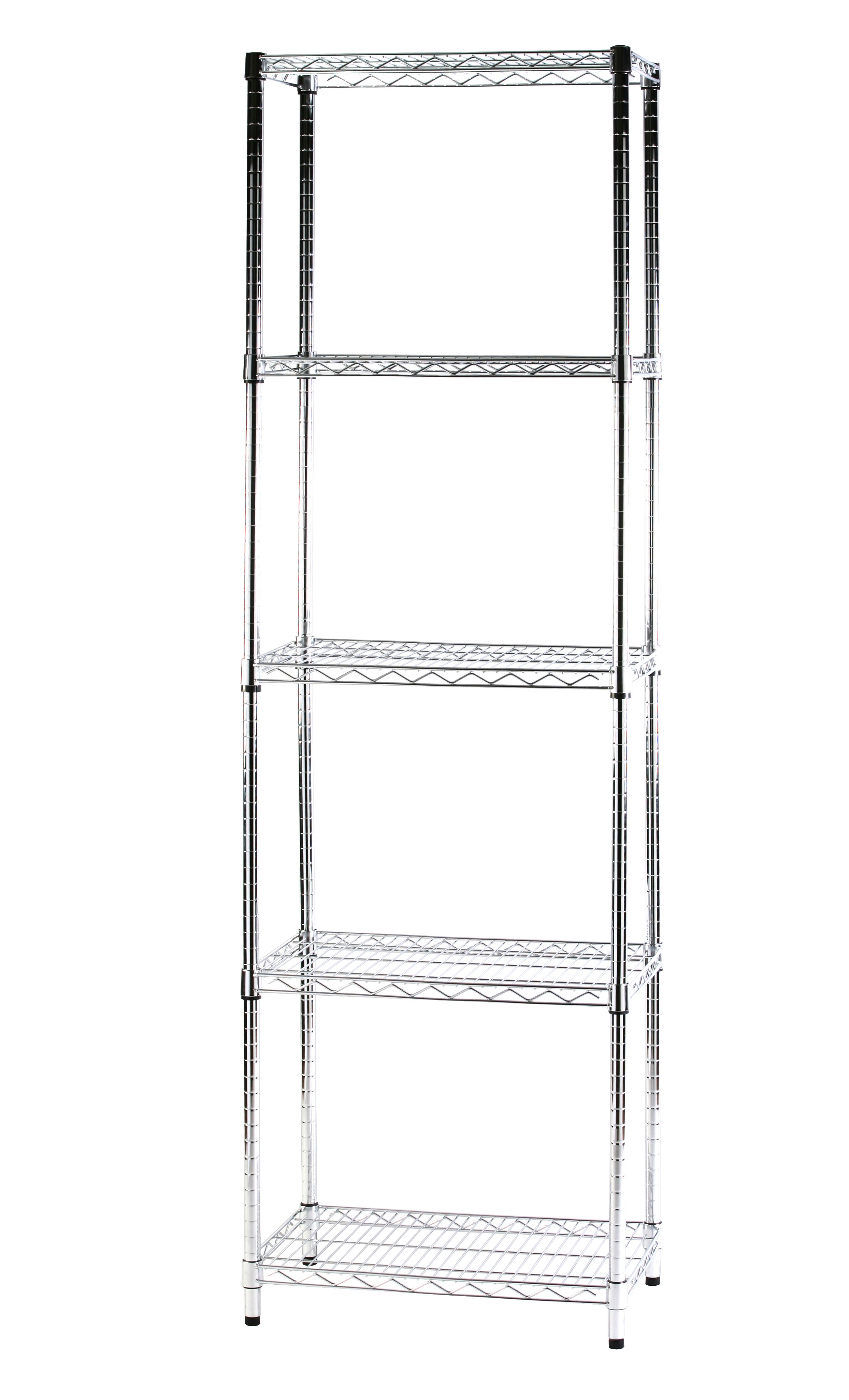 Scaffale A 4 Ripiani In Filo Metallico Cromato Con Rotelle, 76x36x122 Cm, Portata 136 Kg Per Ripiano