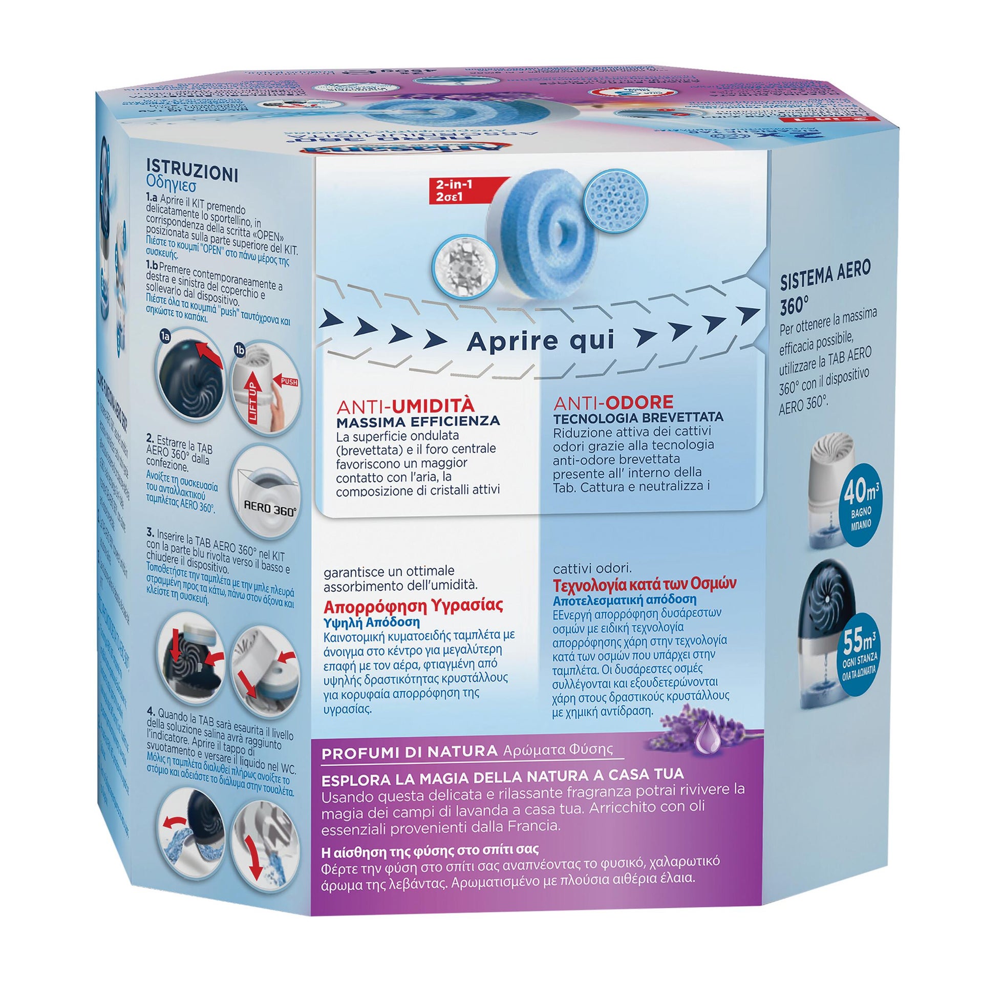 Assorbiumidità kit contenitore Aero 360 ARIASANA + Tab 450 gr Inodore Henkel