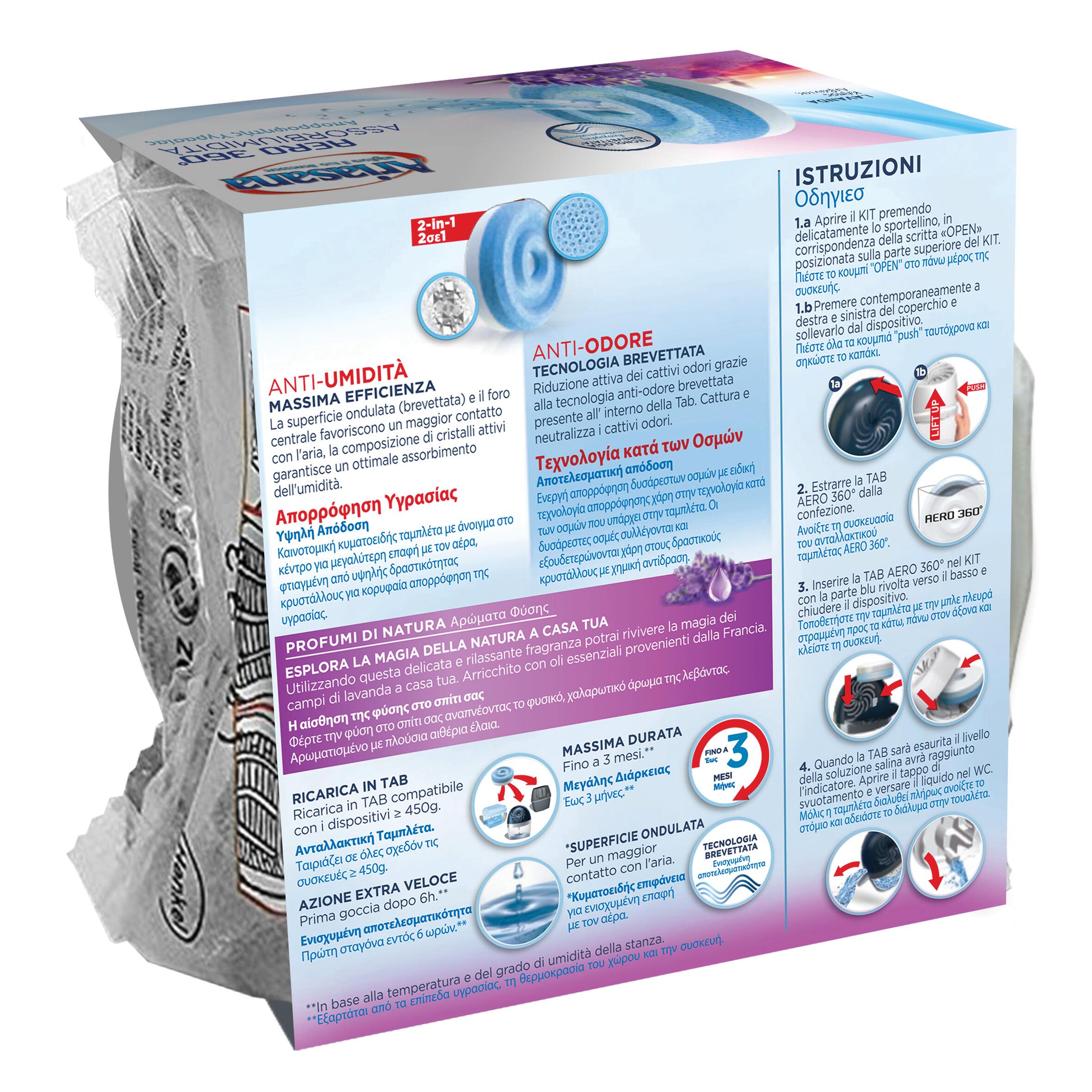 Unibond AERO 360 Absorbeur D'humidité Lavande Jardin Recharge Tab - 12 X 450g - Bricolage - Foto 6