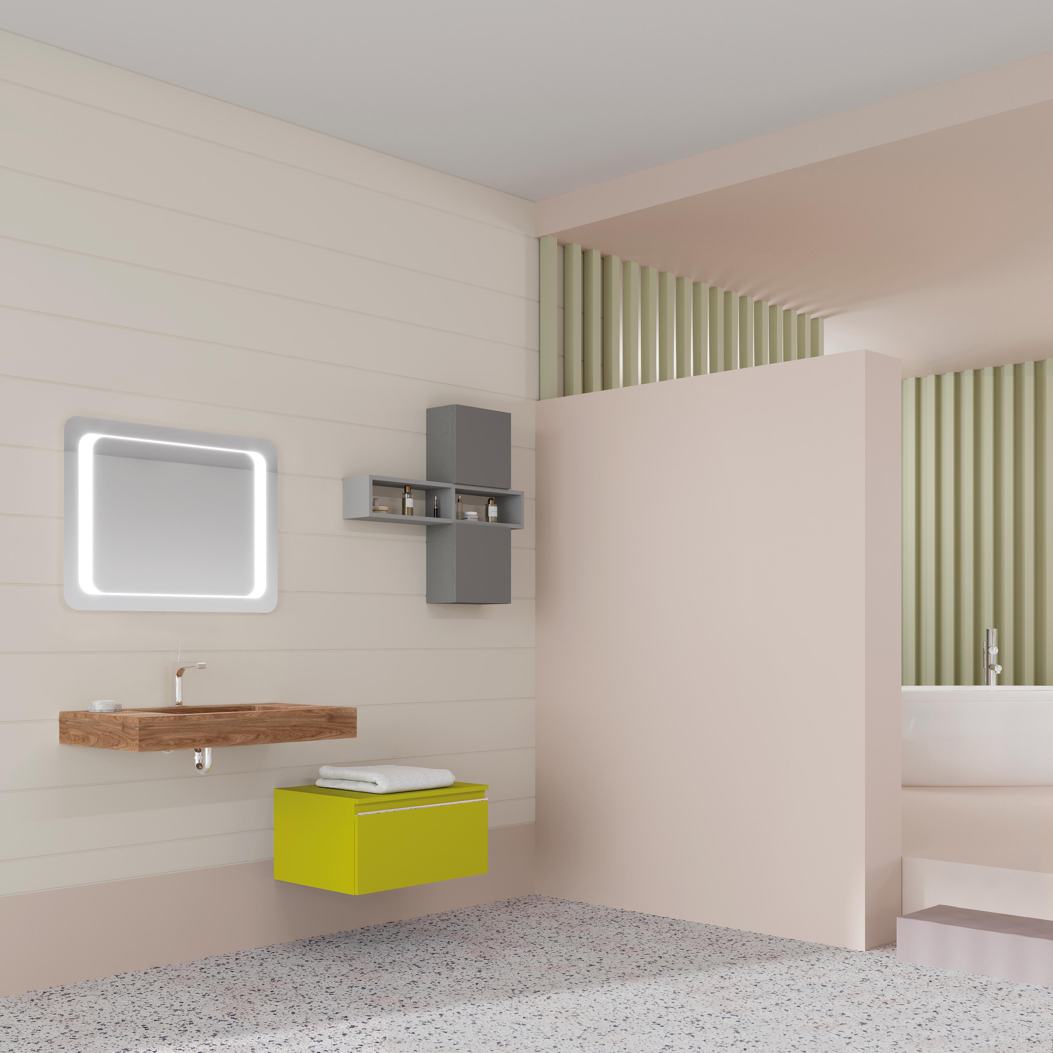 Mobile Bagno Sospeso Mai & Mai 46x26x63cm - Con Lavabo E Cassetti Bianco Opaco