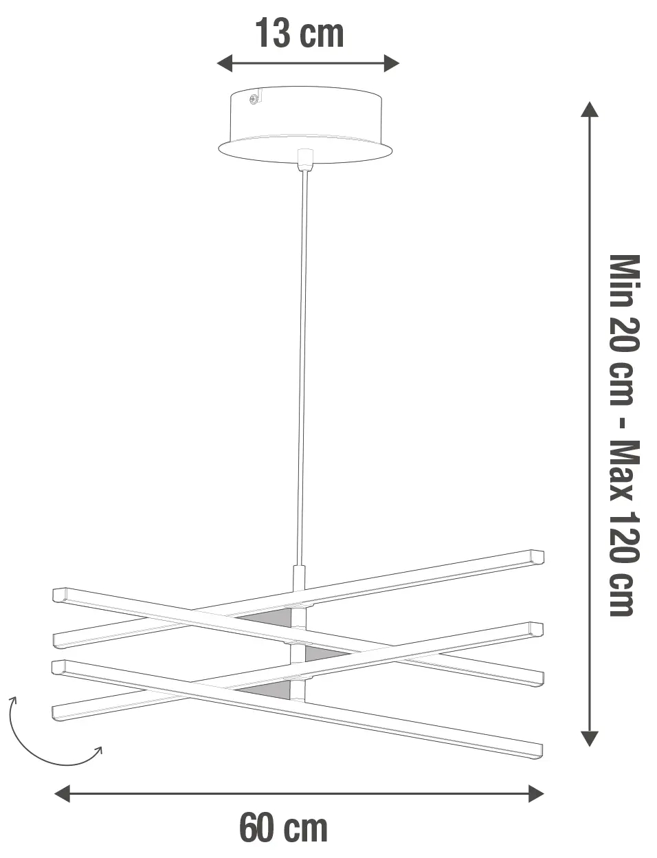 Lampadario Moderno Concord cromo, in metallo, D. 60 cm, L. 60 cm, 4 luci, INSPIRE - 2