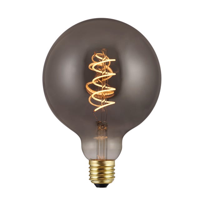 Lampadina decorativa LED filamento, Twist, E27, Globo, Fumé, Luce calda, 4W=120LM (equiv 4 W), 360° dimmerabile, ON - 1