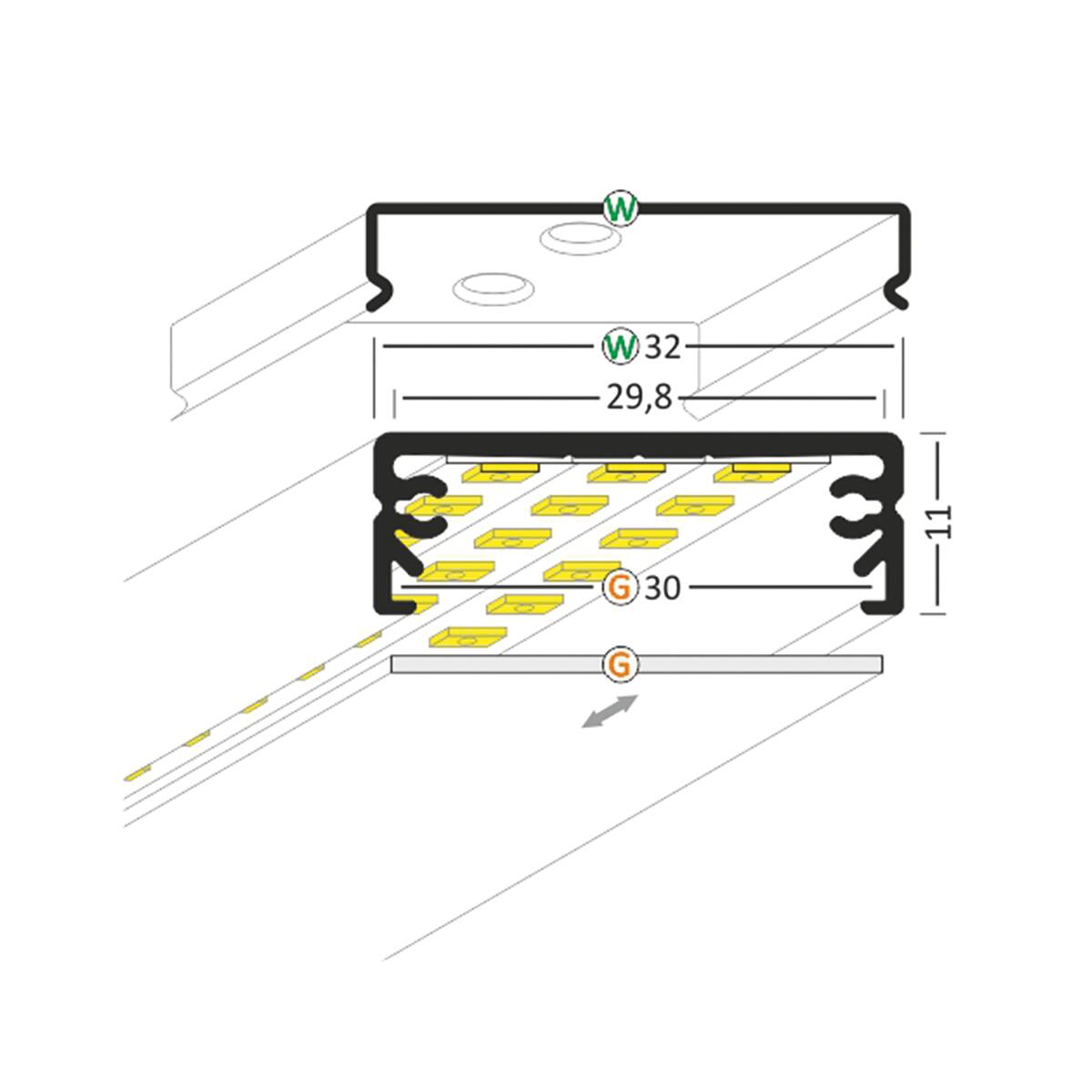 Profilo in Alluminio da Parete AFRODITE per Strisce LED