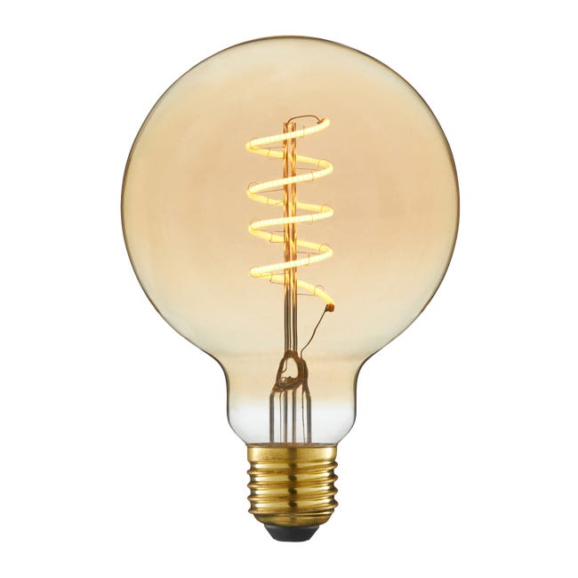 Lampadina decorativa LED filamento, E27, Globo, Ambra, 4.9W=400LM (equiv 35 W), 360° , LEXMAN - 1