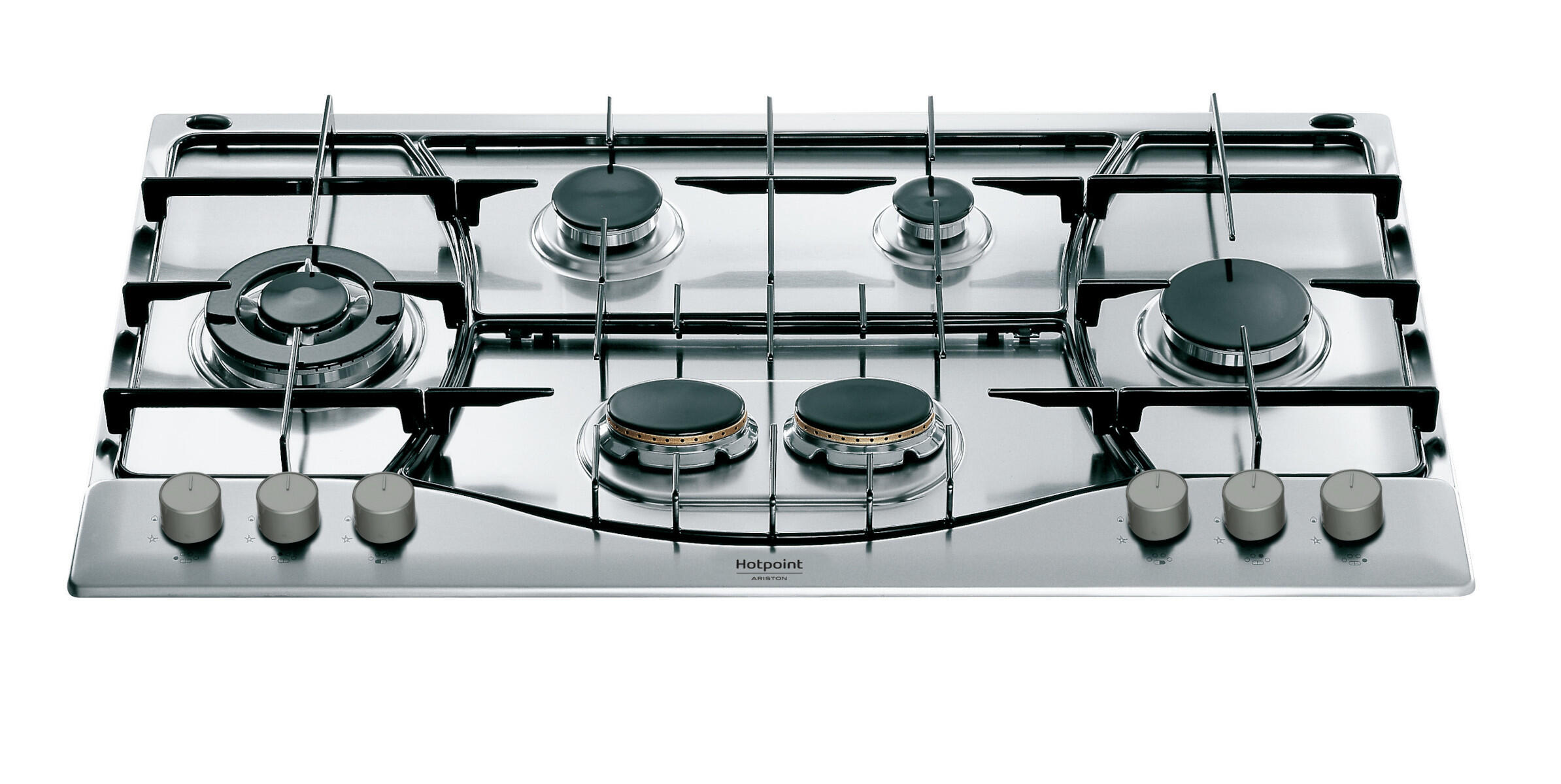 Piano cottura 6 fuochi L 87 cm PHN 962 TS/IX/HA HOTPOINT grigio inox  griglie in acciaio smaltato | Leroy Merlin