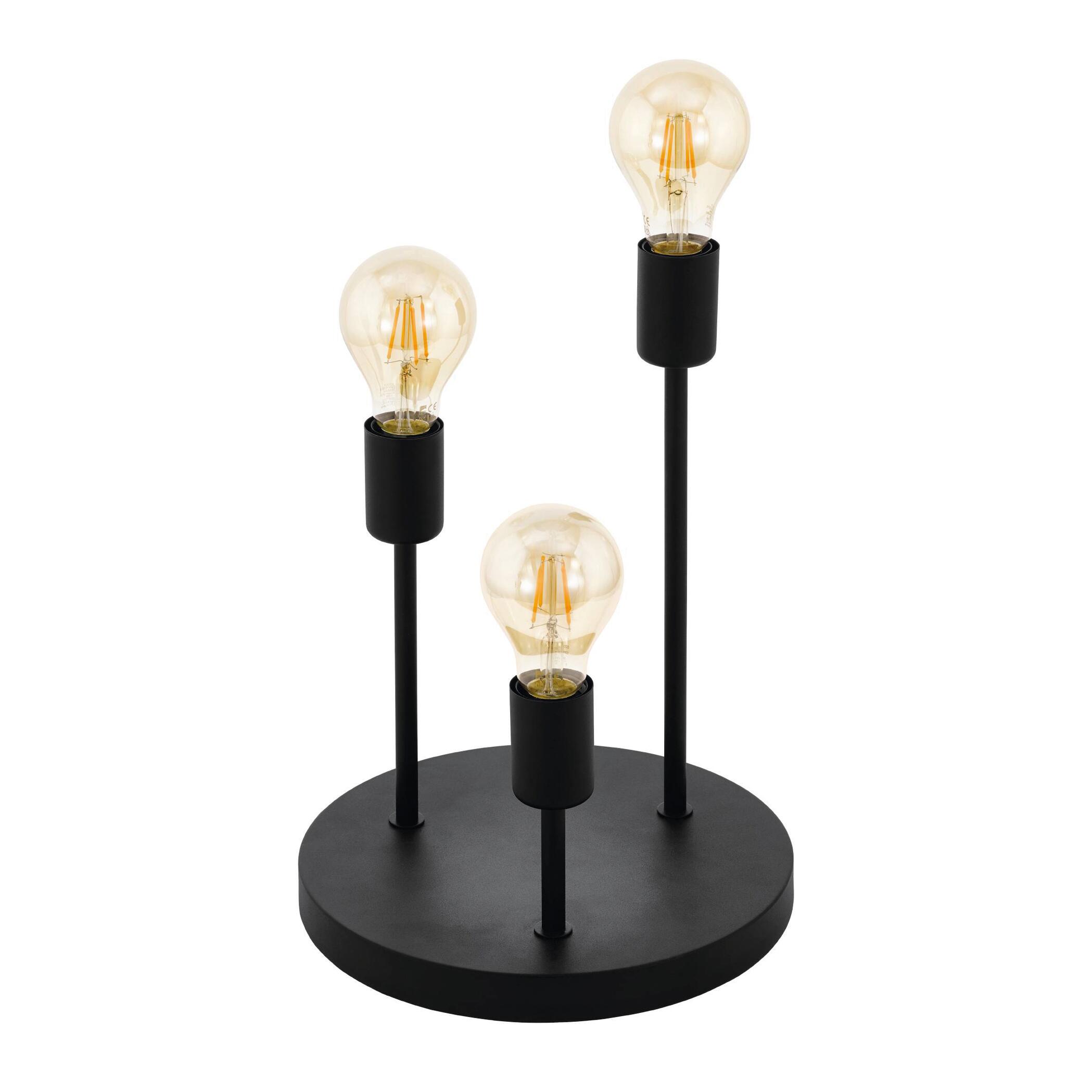 Lampada A Soffitto Eglo Wilmcote 3 Luci, Stile Industriale Vintage, Attacco E27, Acciaio Nero, Diametro 64cm
