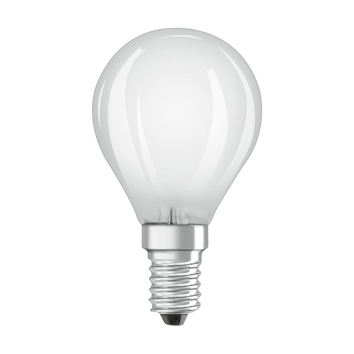 sostituisce le tradizionali lampadine 40W forma di candela bianco freddo 470 lumen 4000K OSRAM LED BASE Classic P40 lampade LED a filamento smerigliato in vetro per base E14 scatola da 3