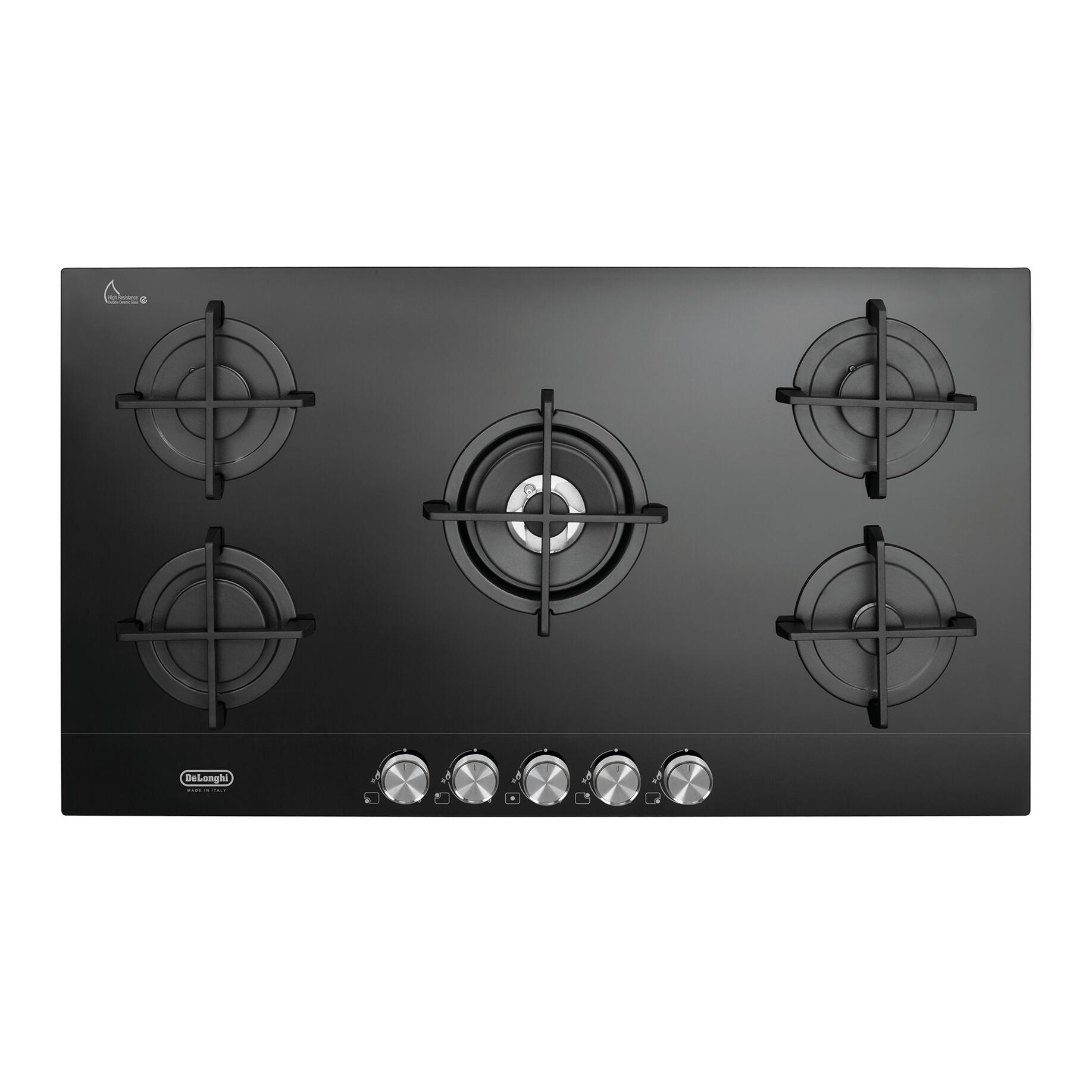 Piano cottura 5 fuochi L 90 cm NSL 590 NC DE'LONGHI nero griglie in ghisa |  Leroy Merlin