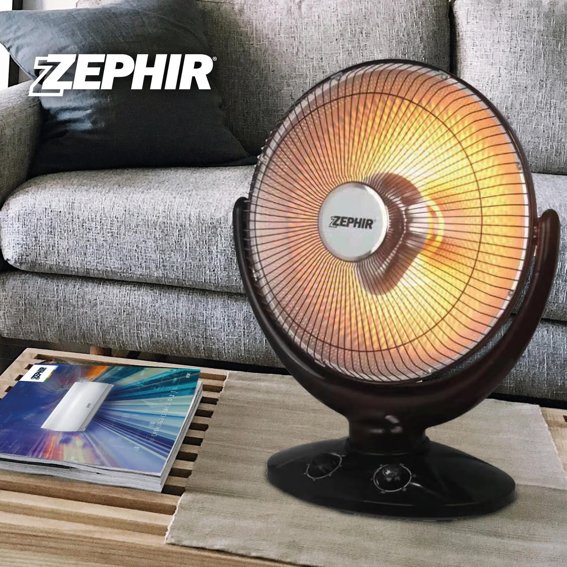Zephir Stufa elettrica al Carbonio 900 Watt Oscillante Timer Bianco ZCRB36