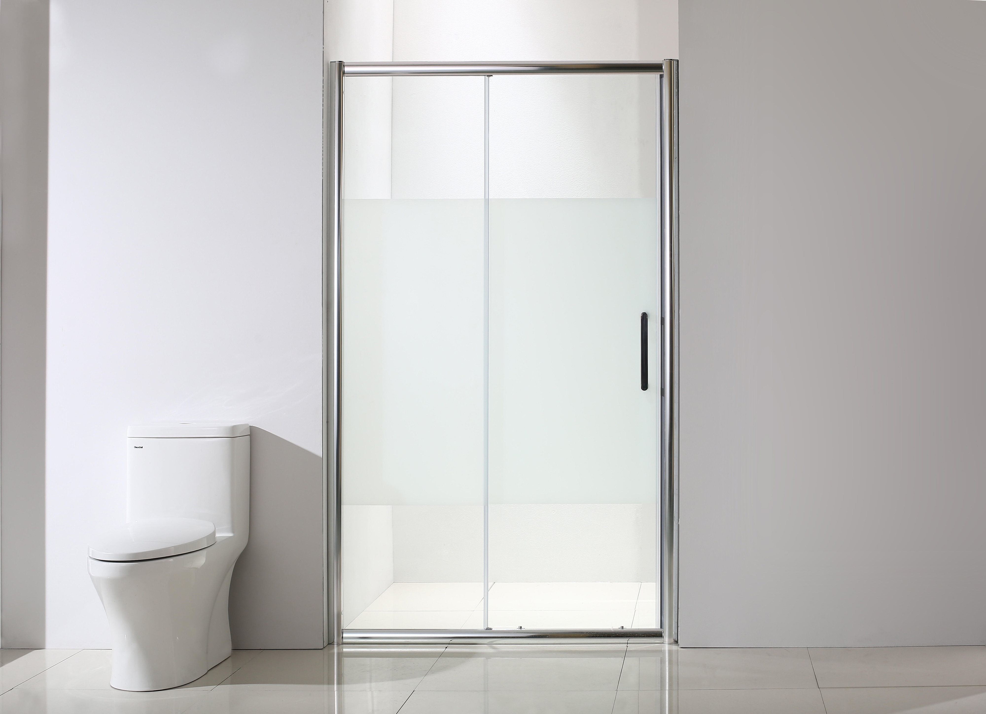 Porta doccia scorrevole Quad 120 cm, H 190 cm in vetro, spessore 6 mm serigrafato cromato - 4