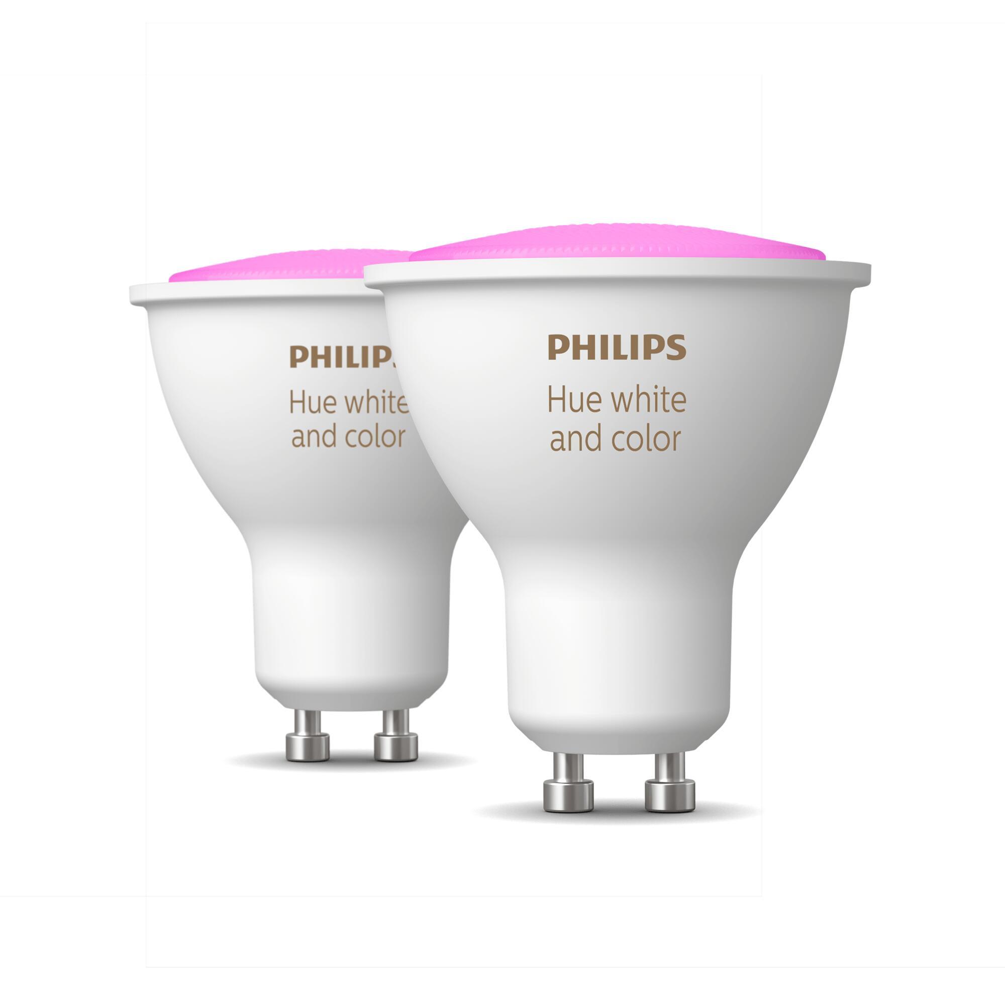 Set di 2 lampadine LED, HUE COLOR BLUETOOTH, GU10, Faretto, Trasparente, RGB, 6.5W=350LM (equiv 50 W), 43° dimmerabile, PHILIPS HUE - 4