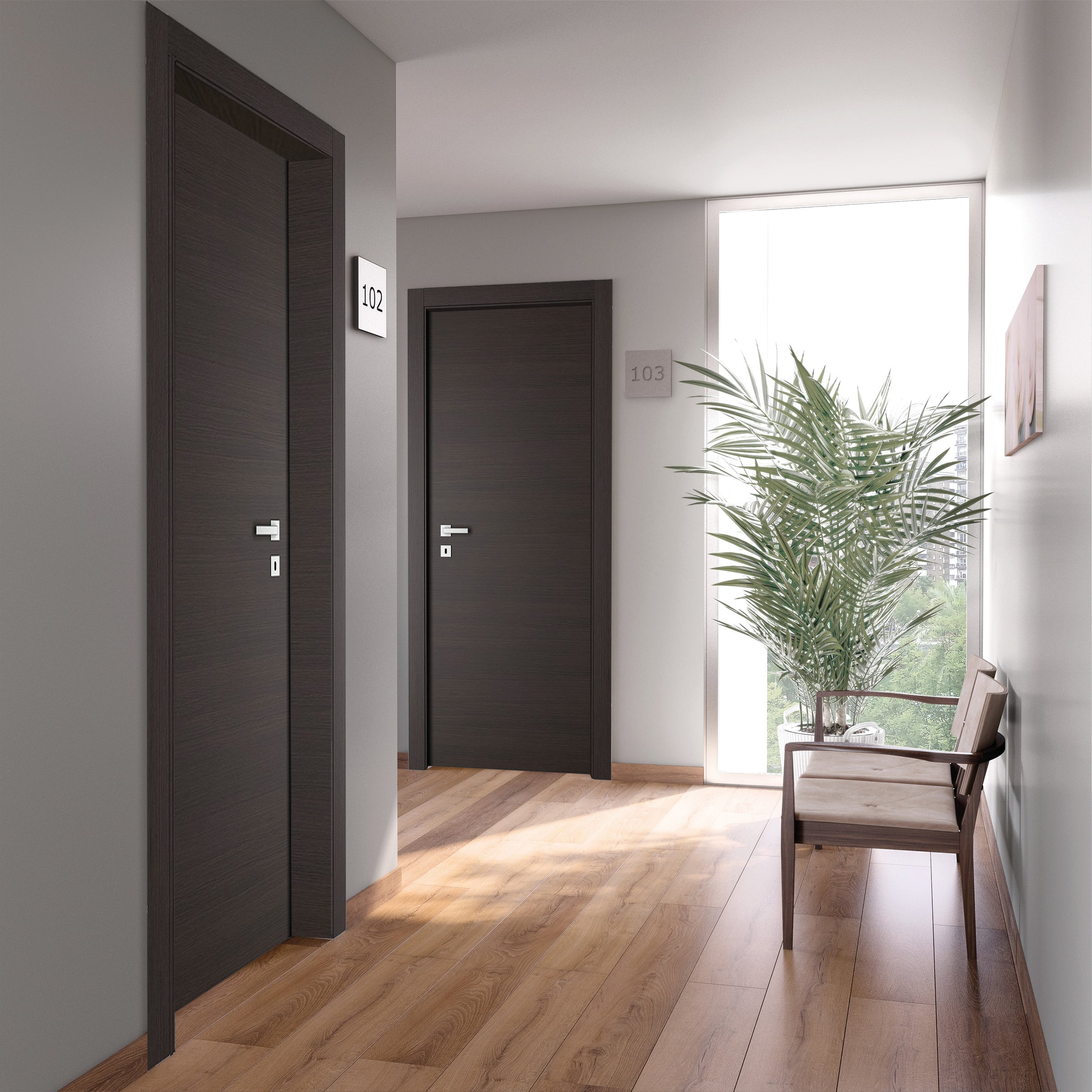 Porta A Battente Per Bed Breakfast Timber Fumo L 70 X H 210 Cm Destra 
