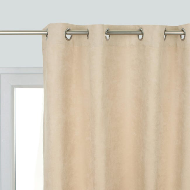 Douceur D'Intérieur Tenda Con Occhielli 140x240 Cm, Velo Sabbiato Con Stampa Metallica Oro Soleggiato, 100% Poliestere
