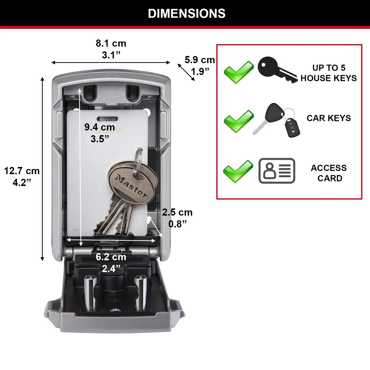 Cassetta di sicurezza per chiavi MASTER LOCK da fissare 8.3 x 12.7 x 5.9 cm - 21