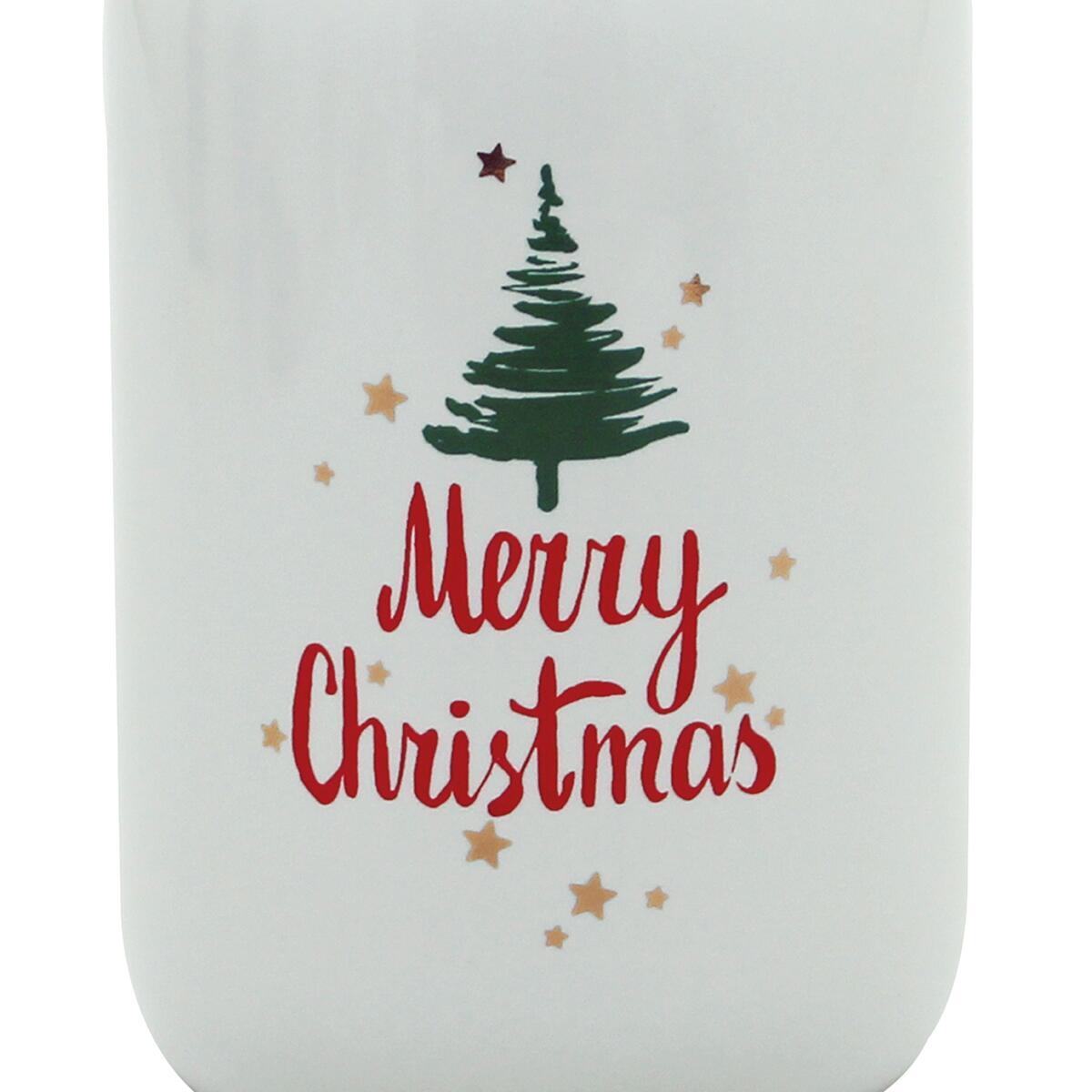 Porta spazzolini Christmas in ceramica bianco con decorazione - 2