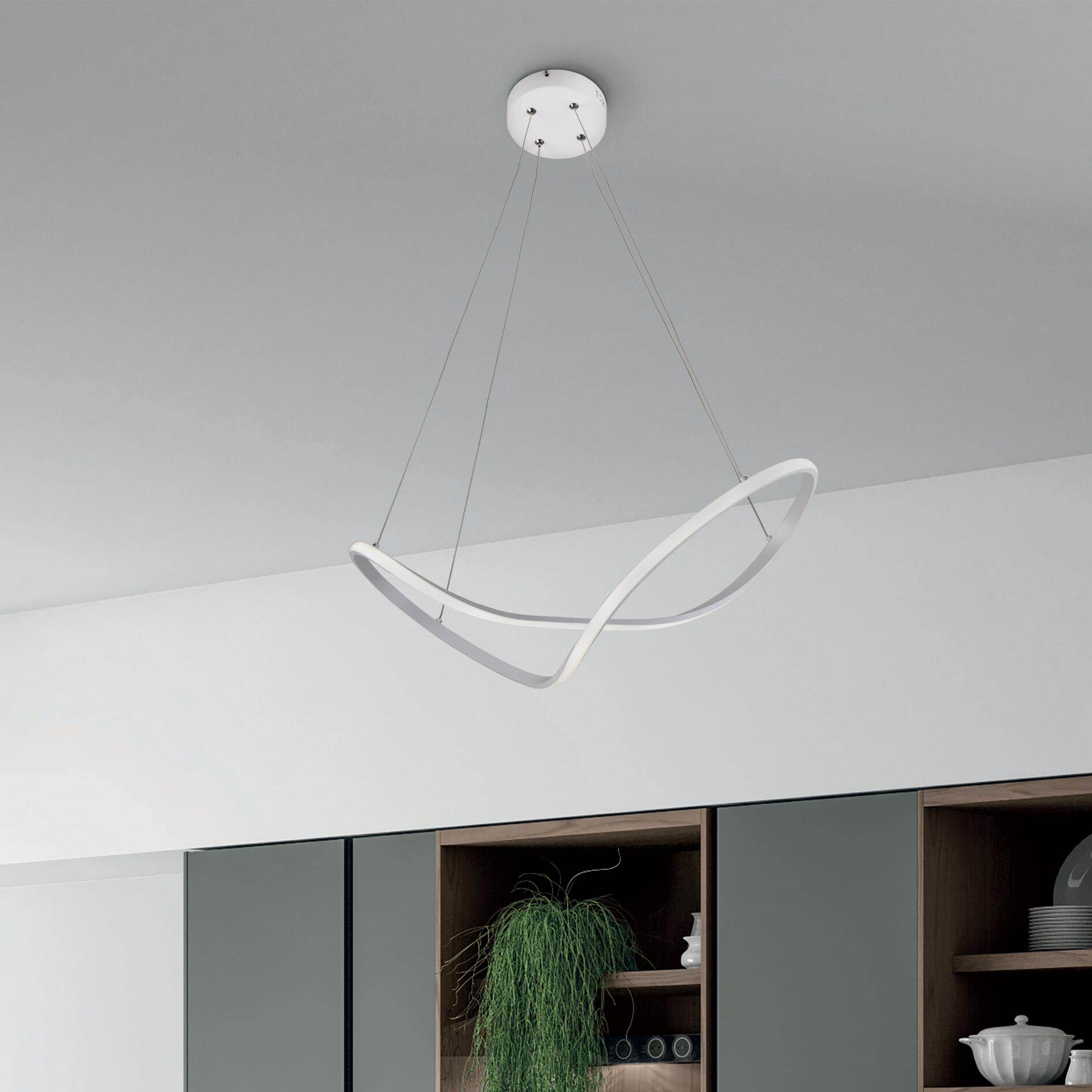 Lampadario Moderno Forever LED integrato bianco, in alluminio, L. 70.5 cm, NOVECENTO - 1
