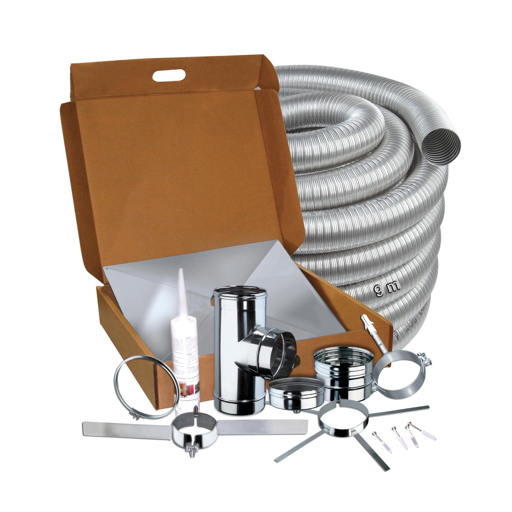 Kit tubo in inox 316l (elevata resistenza in condizioni climatiche estreme) L 80 cm x Ø 80 mm
