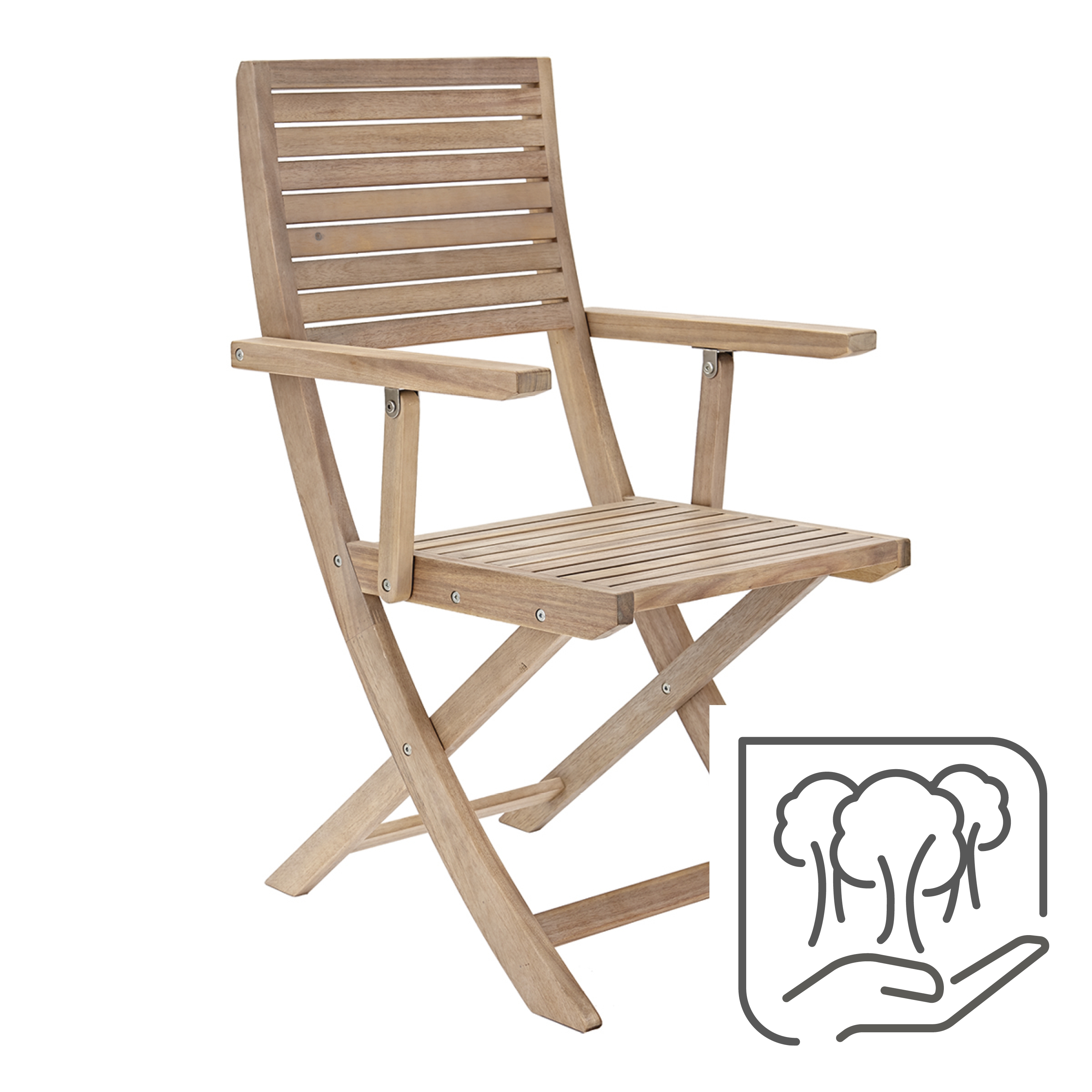 Sedia con braccioli senza cuscino pieghevole in legno Solaris NATERIAL colore acacia - 14