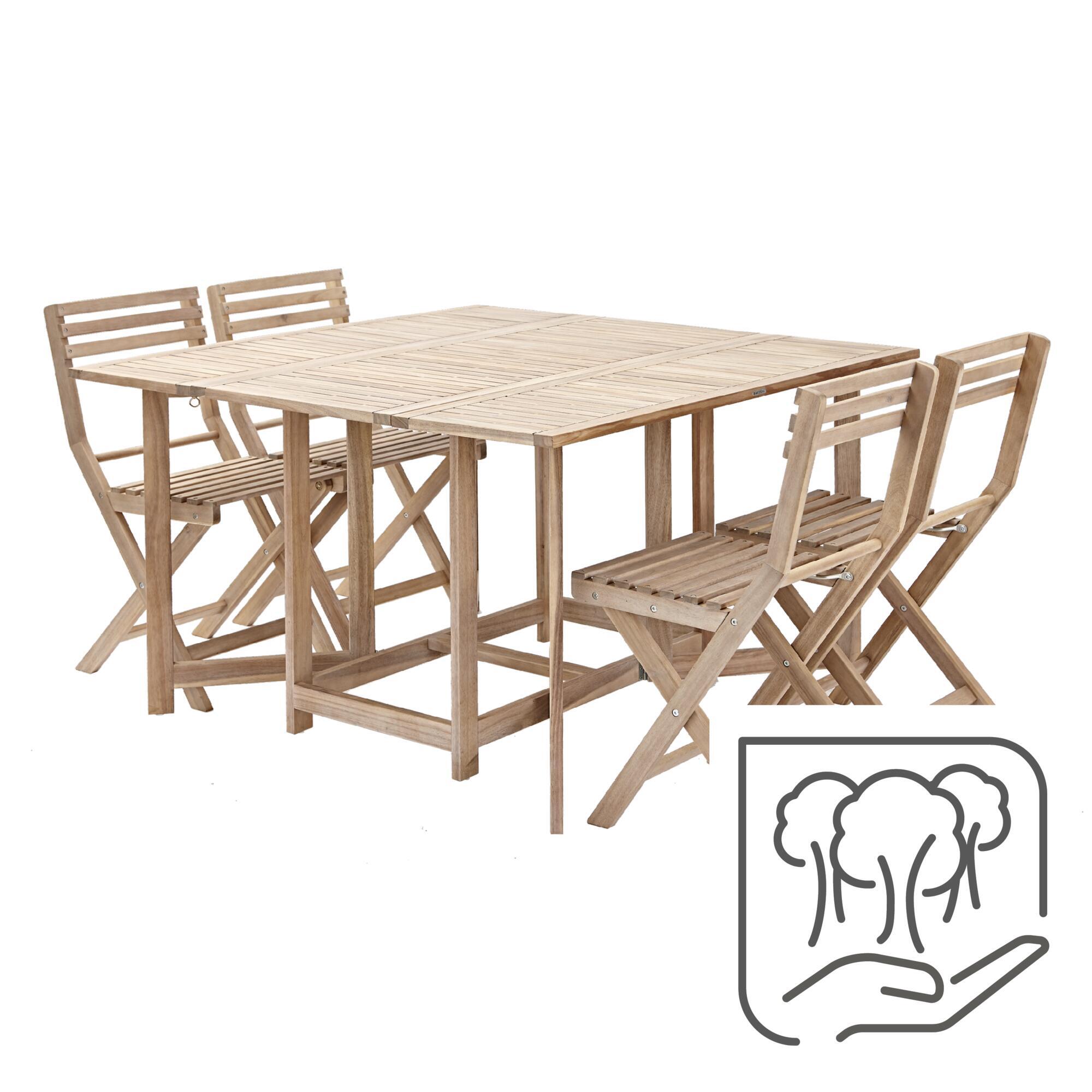 Set tavolo e sedie NATERIAL Solis in acacia marrone 4 posti - 4
