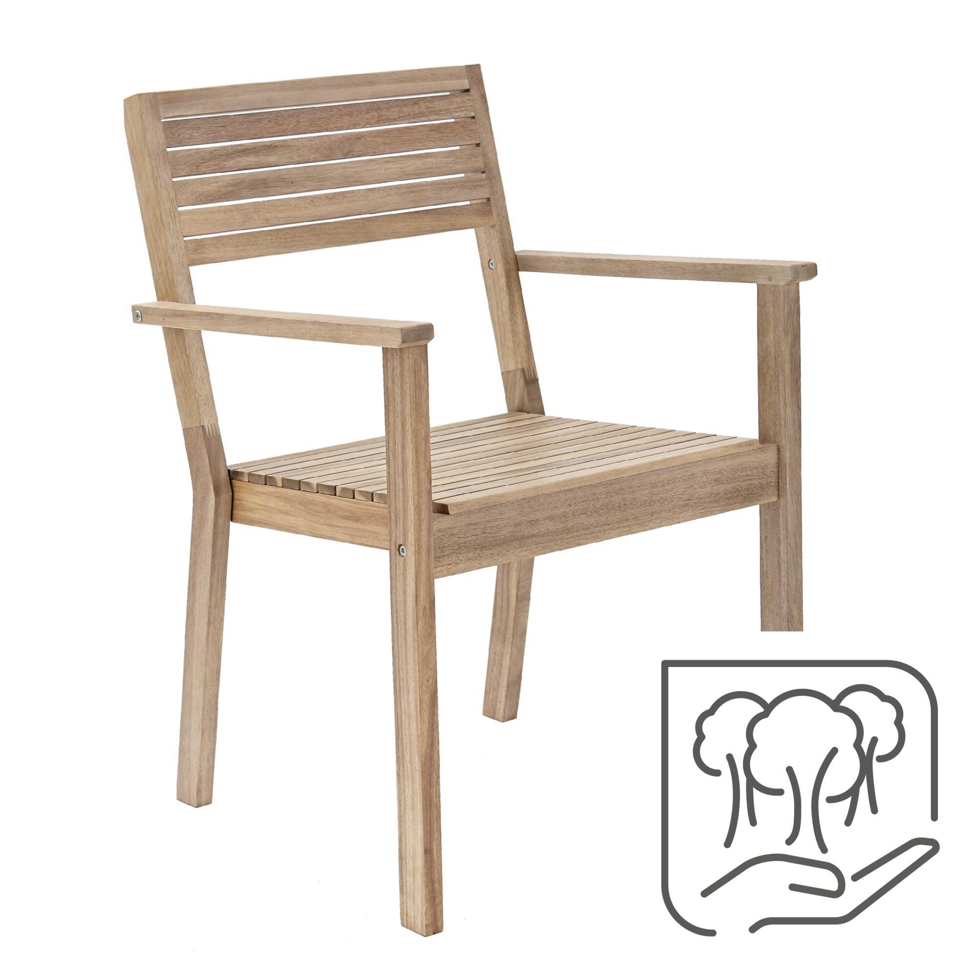Sedia con braccioli senza cuscino in legno Solaris NATERIAL colore acacia - 12