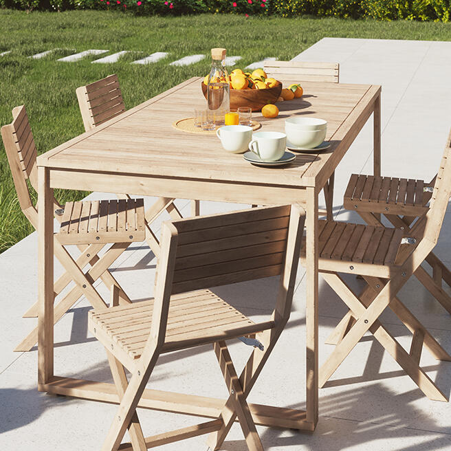 Tavolo da giardino allungabile rettangolare Solaris NATERIAL con piano in legno L 180/240 x P 90 cm - 5