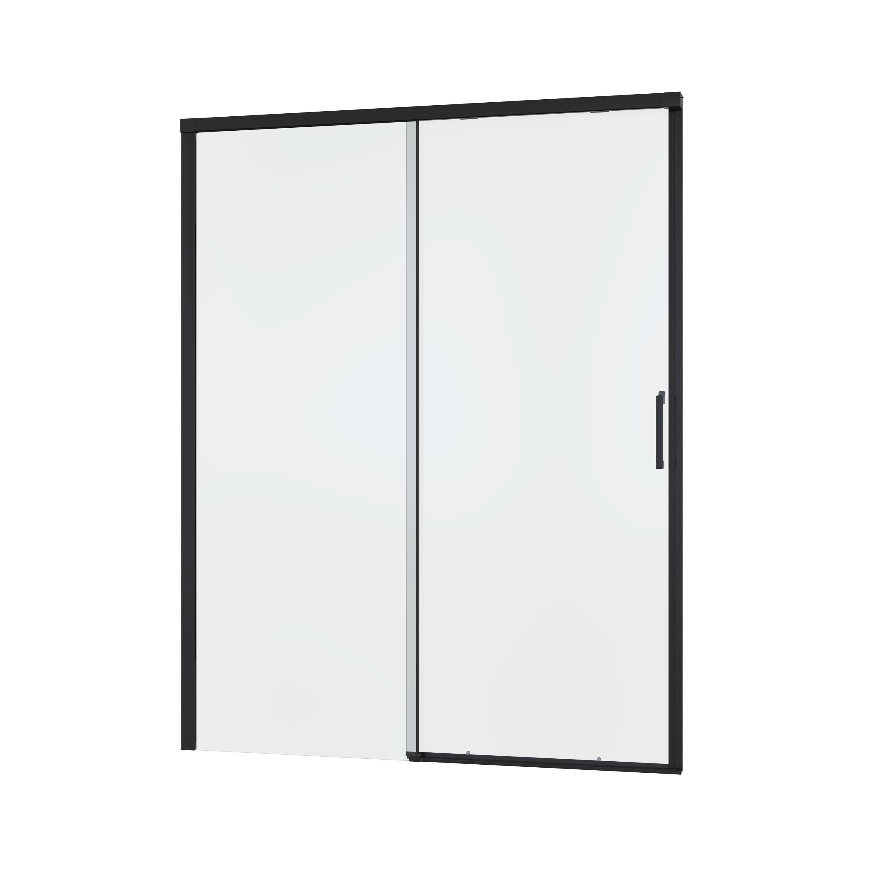 Porta doccia 1 anta fissa + 1 anta scorrevole Remix 160 cm, H 195 cm in vetro, spessore 8 mm trasparente nero - 3