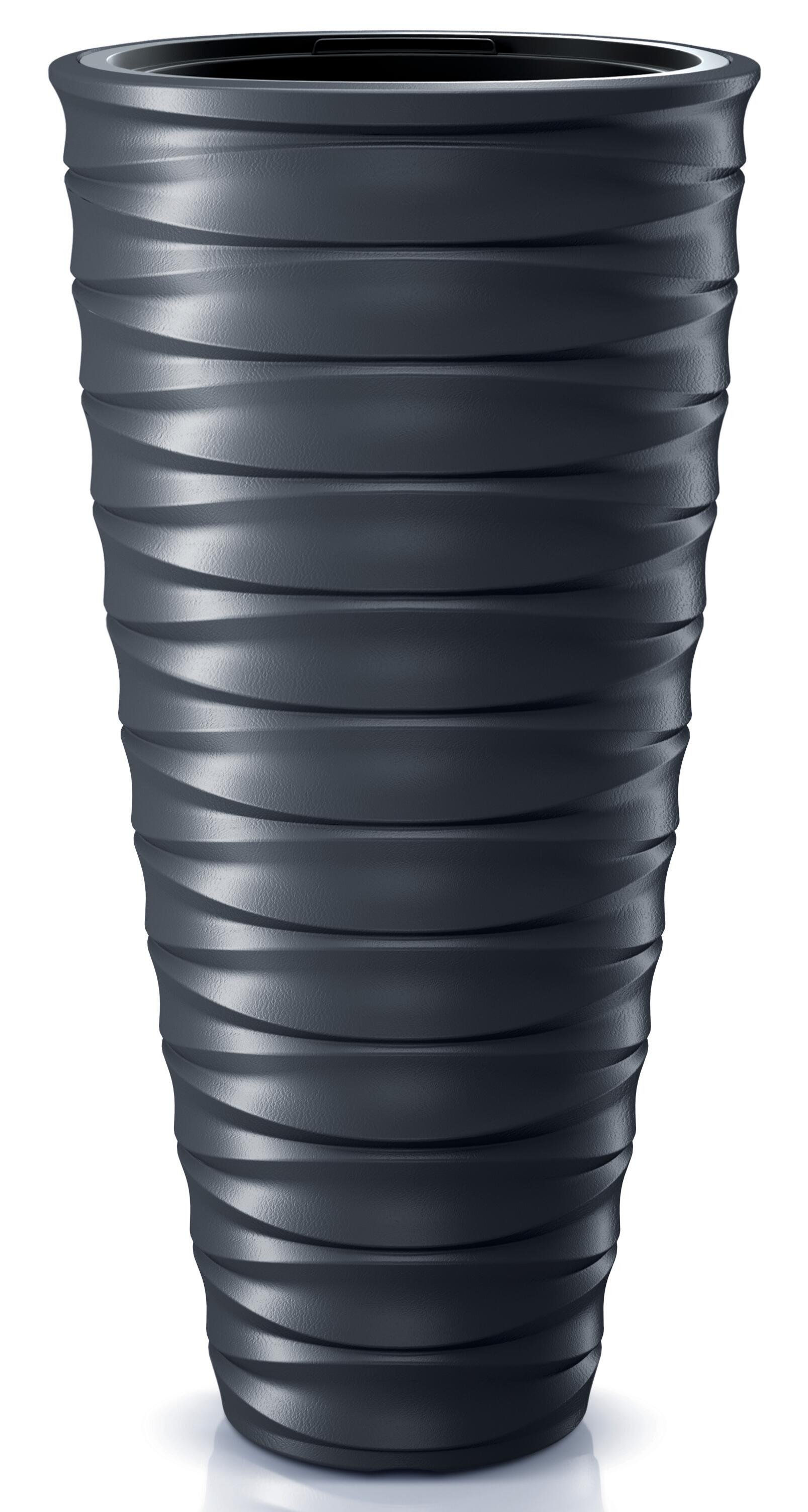 Vaso Rotondo Prosperplast Splofy 18,6L – Effetto Tessuto, Colore Antracite, 34,1 X 28,9 Cm, Plastica