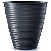 Vaso Rotondo Prosperplast Splofy 18,6L – Effetto Tessuto, Colore Antracite, 34,1 X 28,9 Cm, Plastica