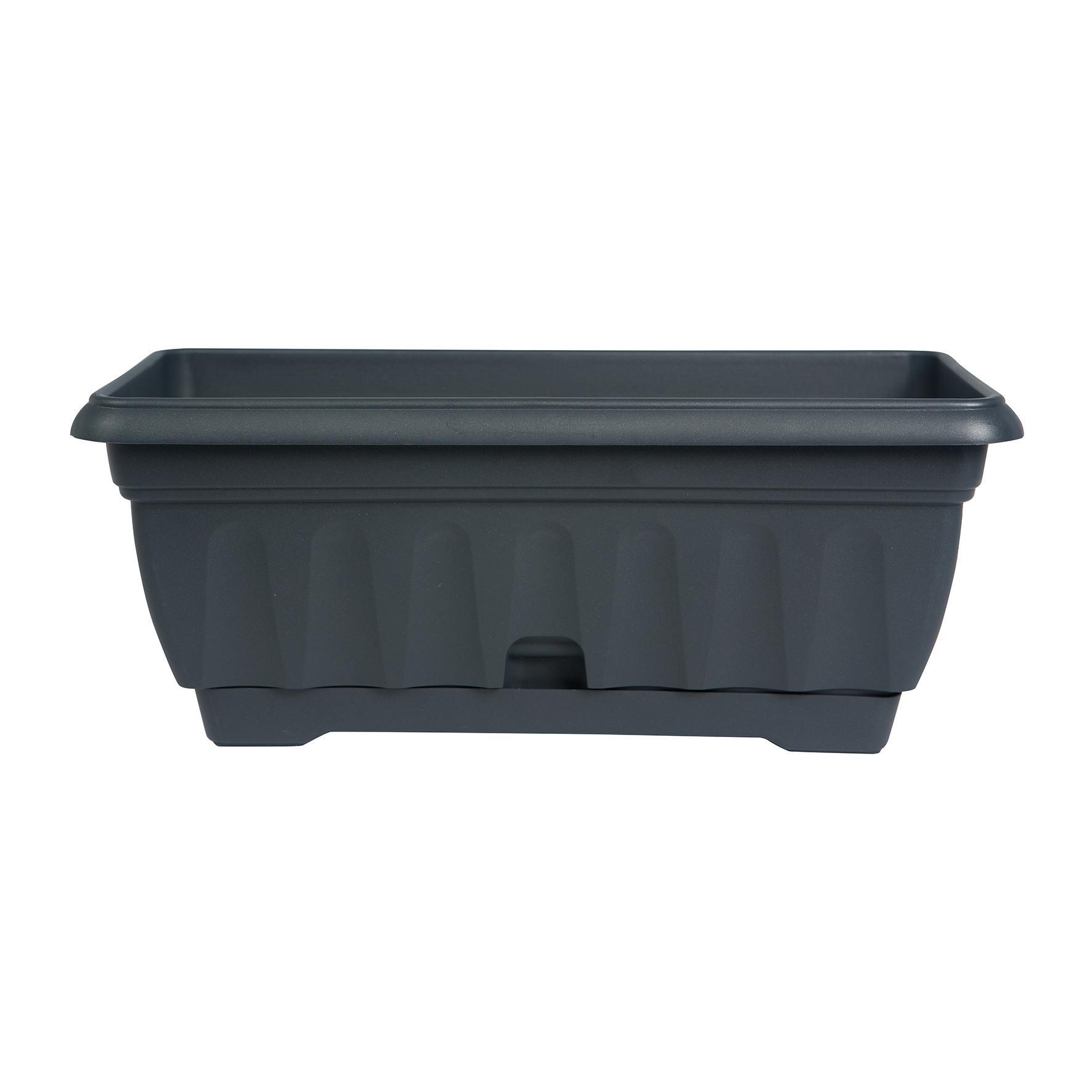 Cassetta portafiori Imagna in plastica grigio antracite H 18 , L 42 X P 20 cm