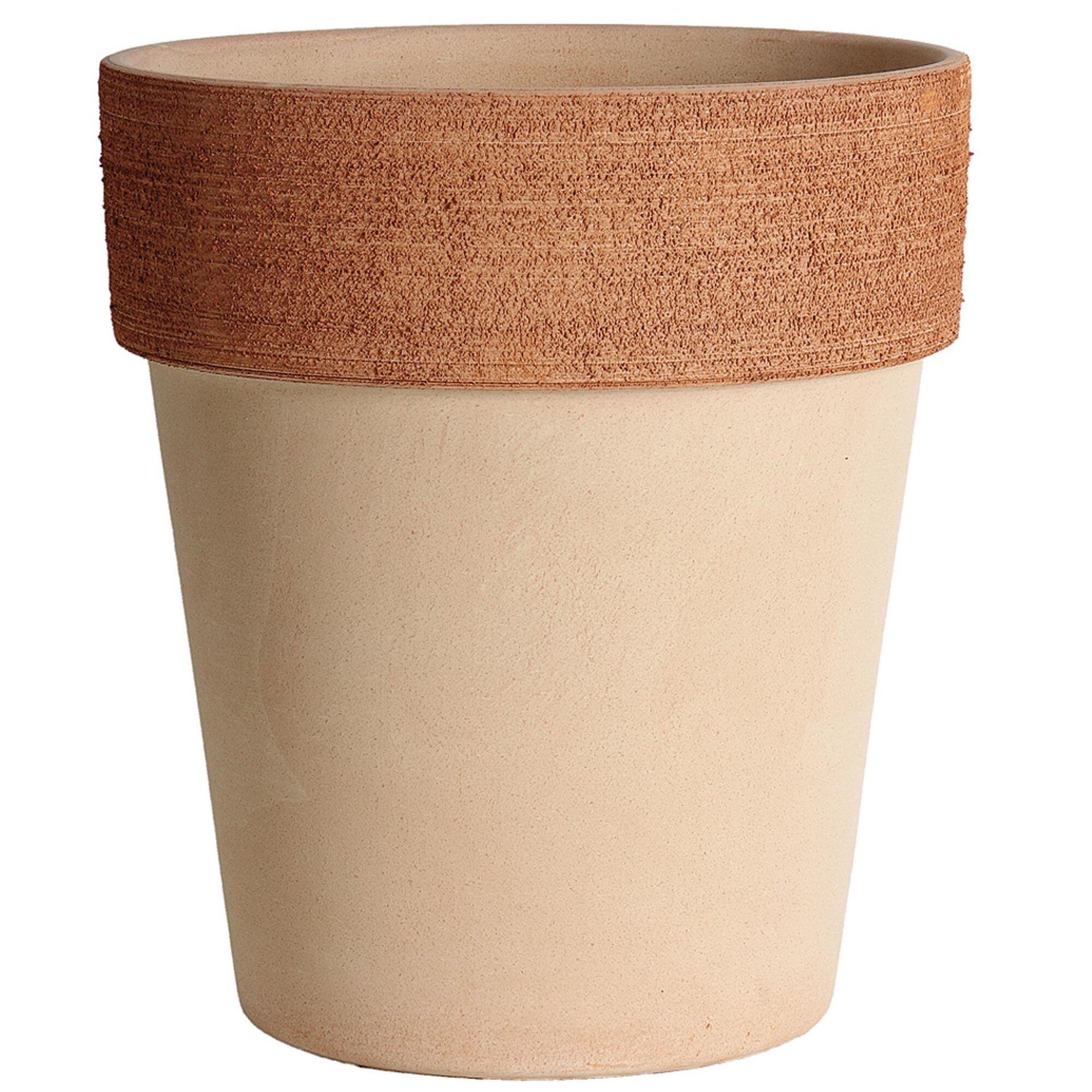 Vaso Alto graffiato in terracotta colore impruneta H 17 cm, Ø 15 cm