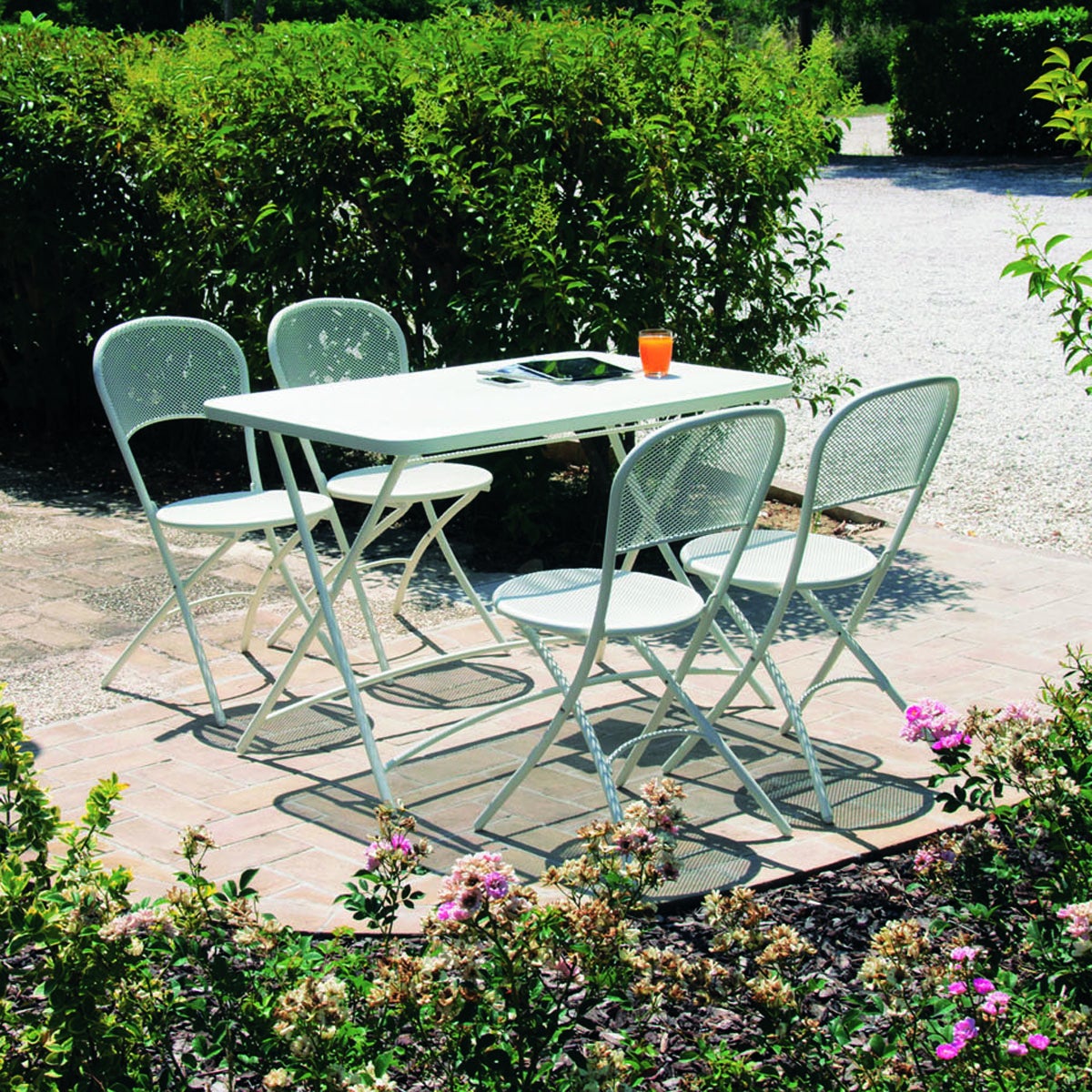Tavolo da pranzo per giardino rettangolare Cassis con piano in acciaio L 76 x P 120 cm