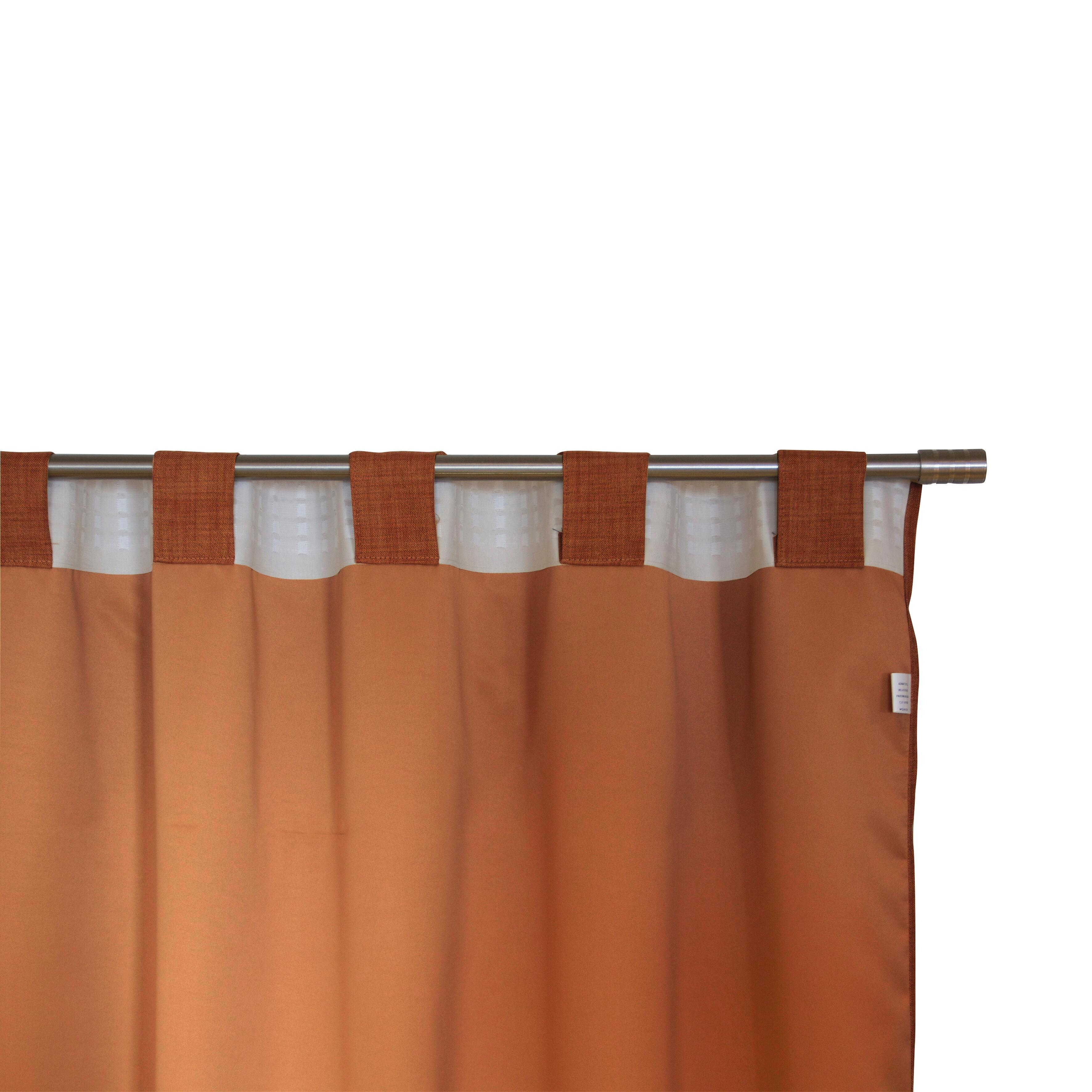Tenda Oscurante Ignifugo Lin arancione fettuccia con passanti nascosti 140 x 300 cm - 4