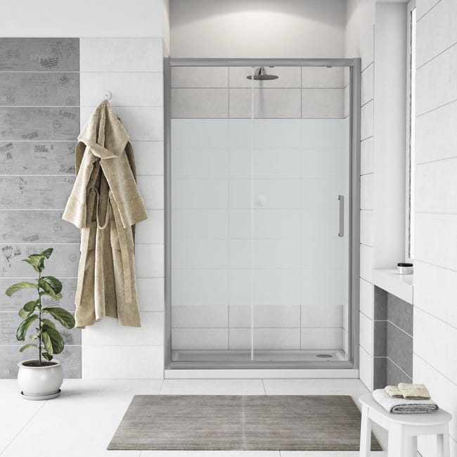 Porta Doccia Scorrevole Quad 150 Cm H 190 Cm In Vetro Spessore 6 Mm Serigrafato Silver Leroy Merlin Porta Doccia Nicchia Leroy Merlin