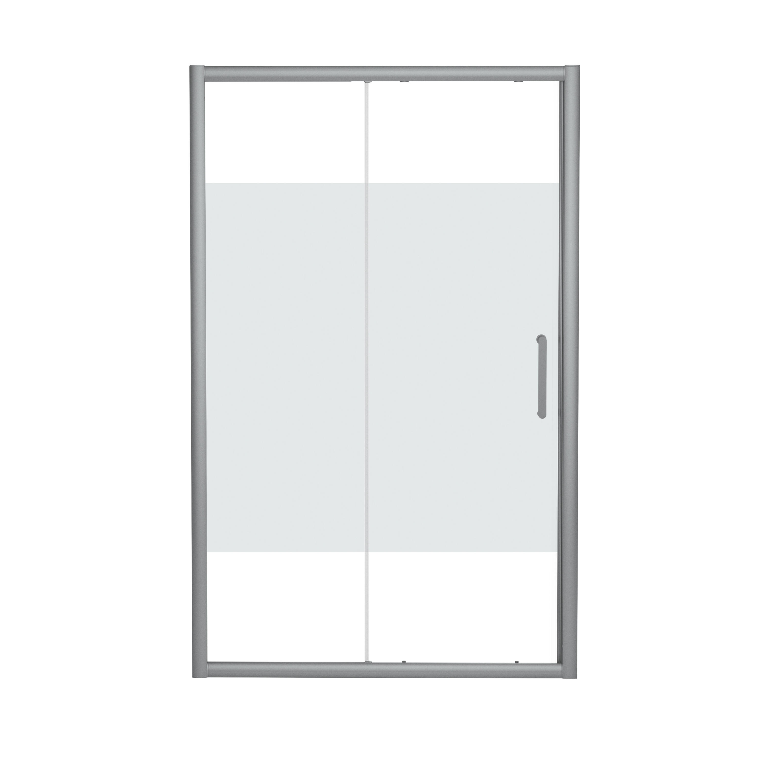 Porta doccia scorrevole Quad 100 cm, H 190 cm in vetro, spessore 6 mm serigrafato silver - 1