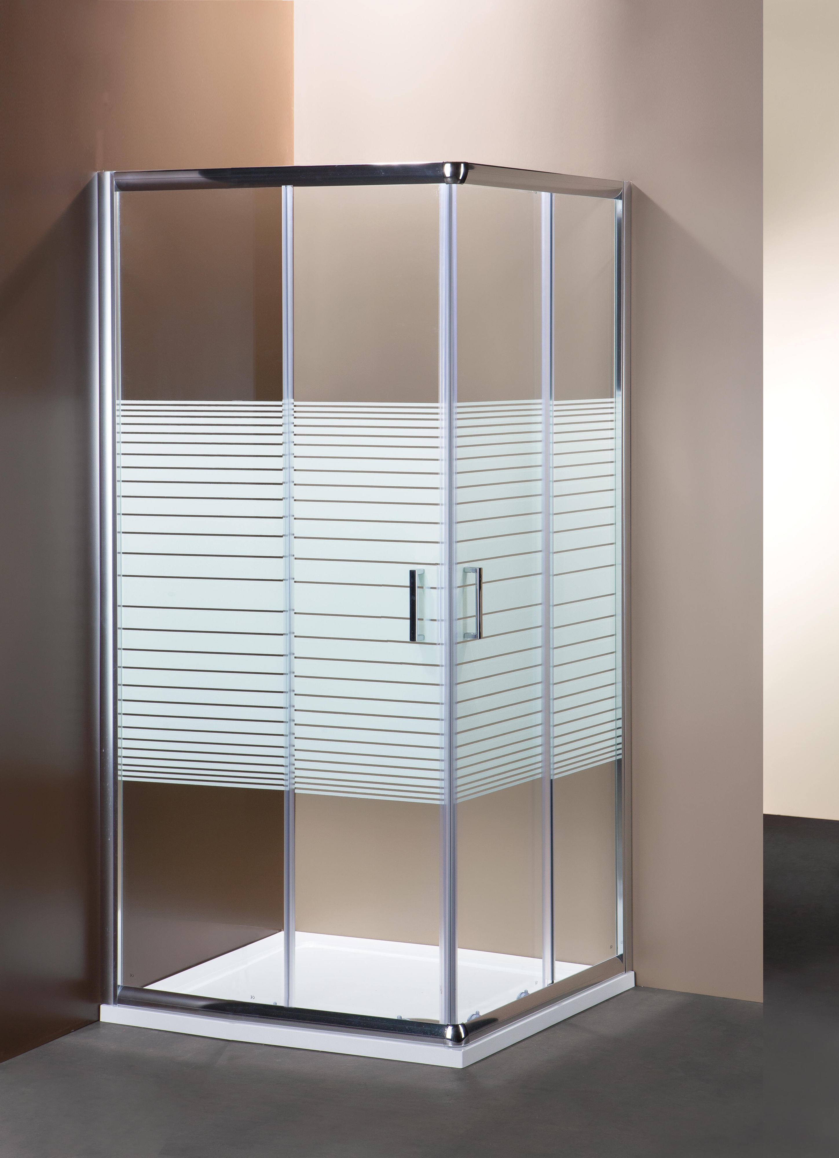 Box doccia rettangolare scorrevole IDROPOLIS 70 x 90 cm, H 190 cm in vetro temprato, spessore 6 mm serigrafato cromato - 2